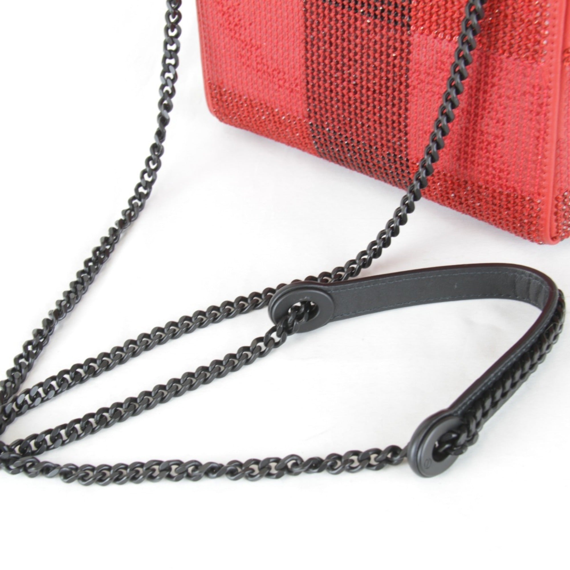 Christian Dior Red Color Rhinestone Leather Shoulder Bag (Pre-Owned)