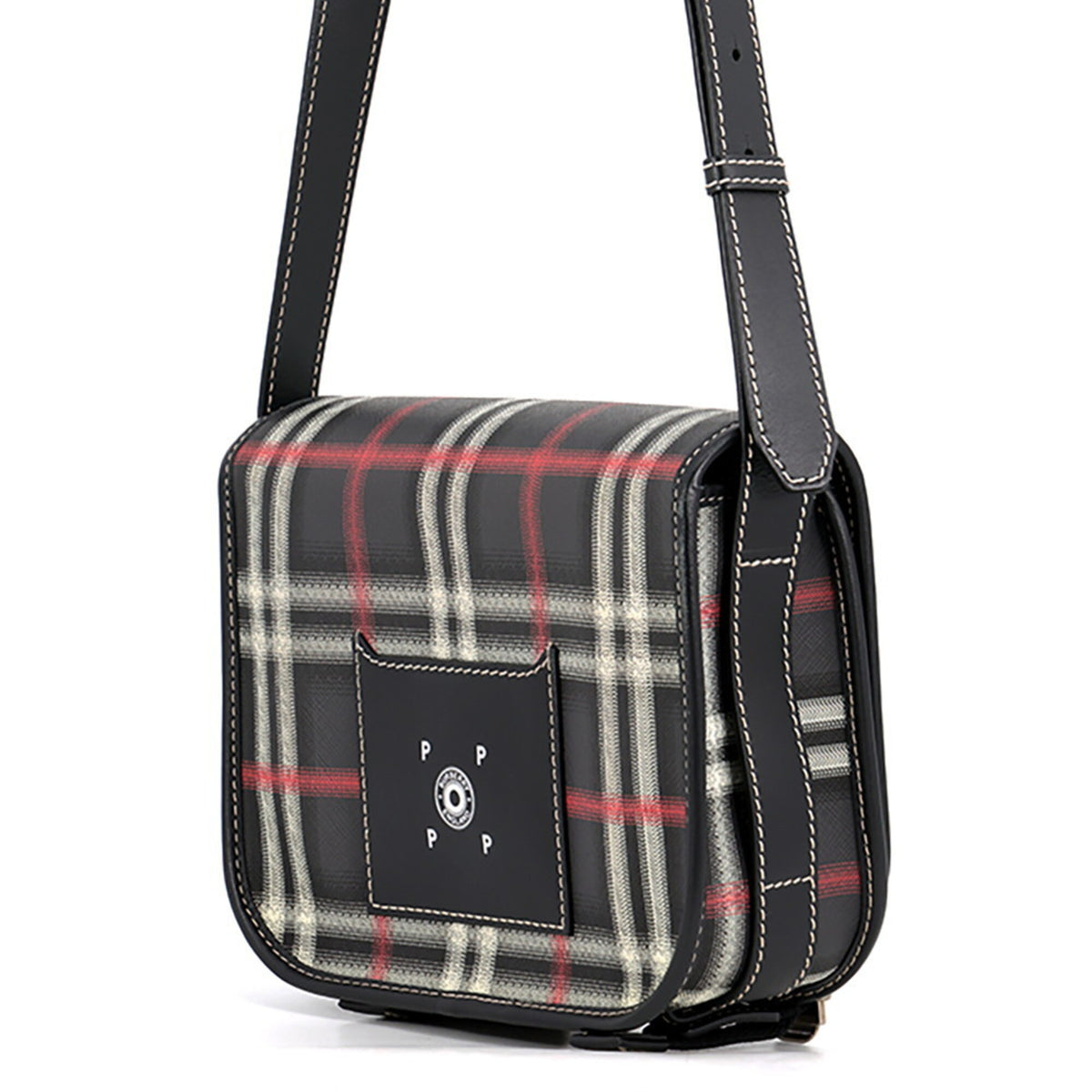 Burberry Black Red Color Pvc Leather Handbag Shoulder Bag (Pre-Owned)