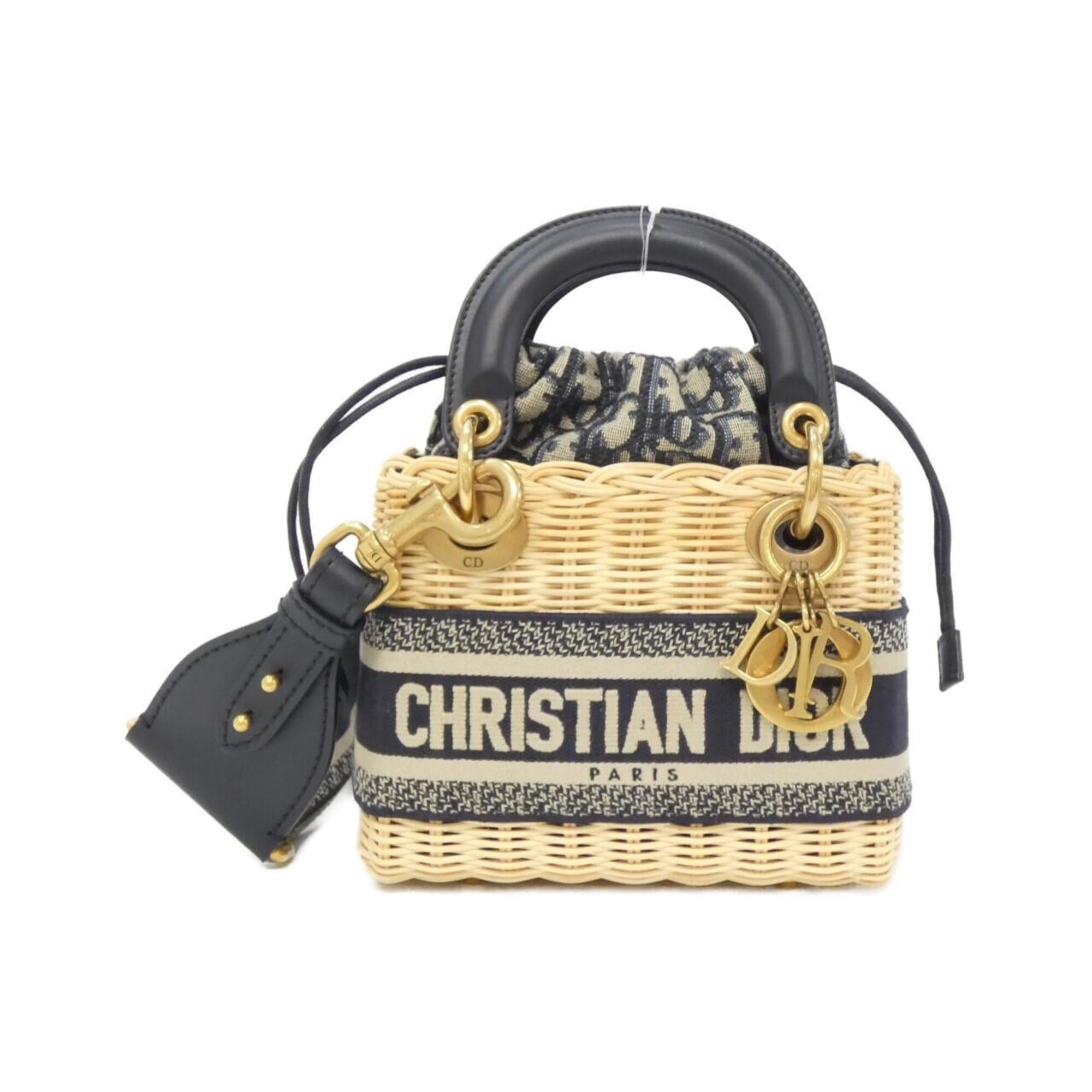 Christian Dior Lady Dior Blue Multi-Color Canvas Handbag (Pre-Owned)