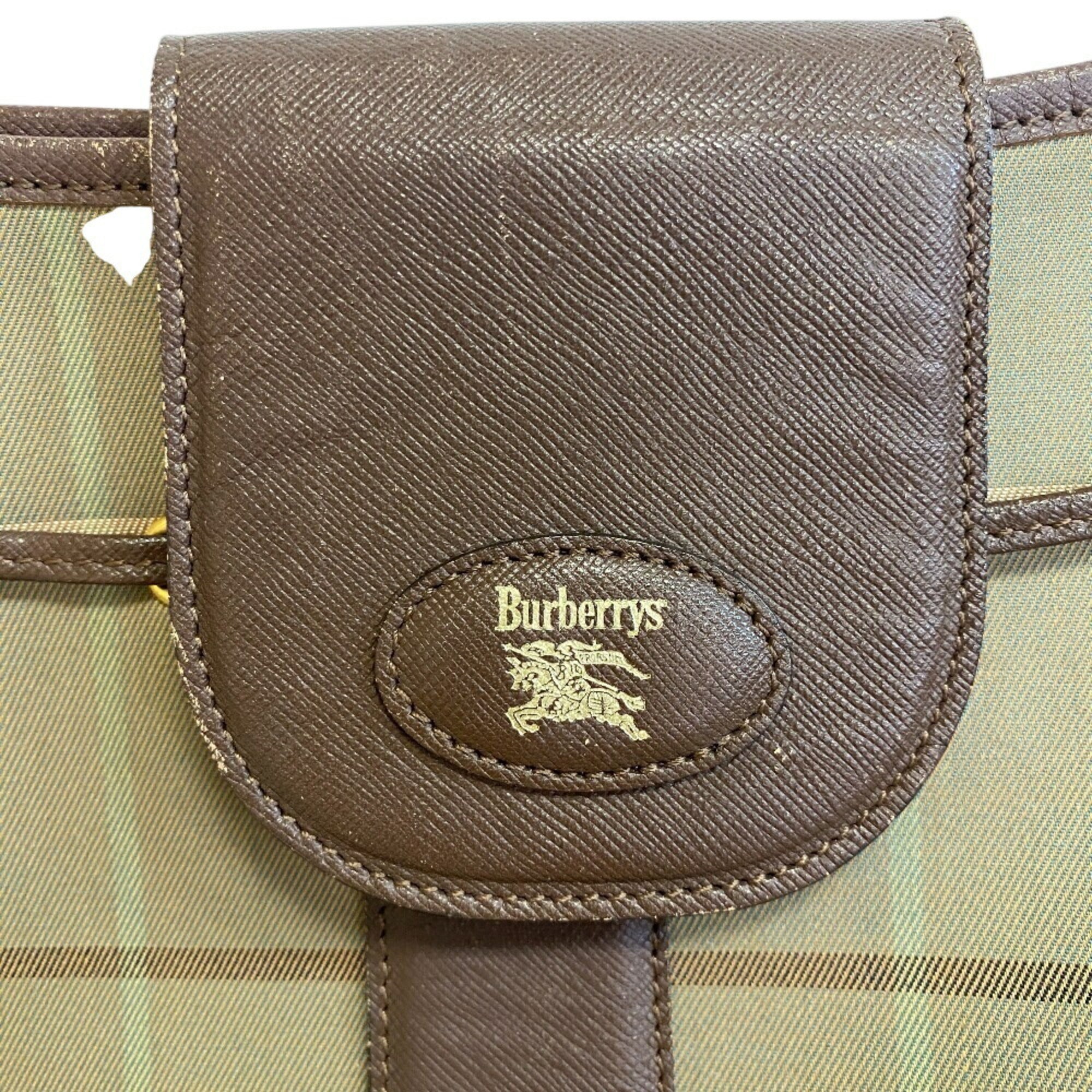 Burberry Burberrys Brown Green Khaki Canvas Shoulder Bag (Pre-Owned)