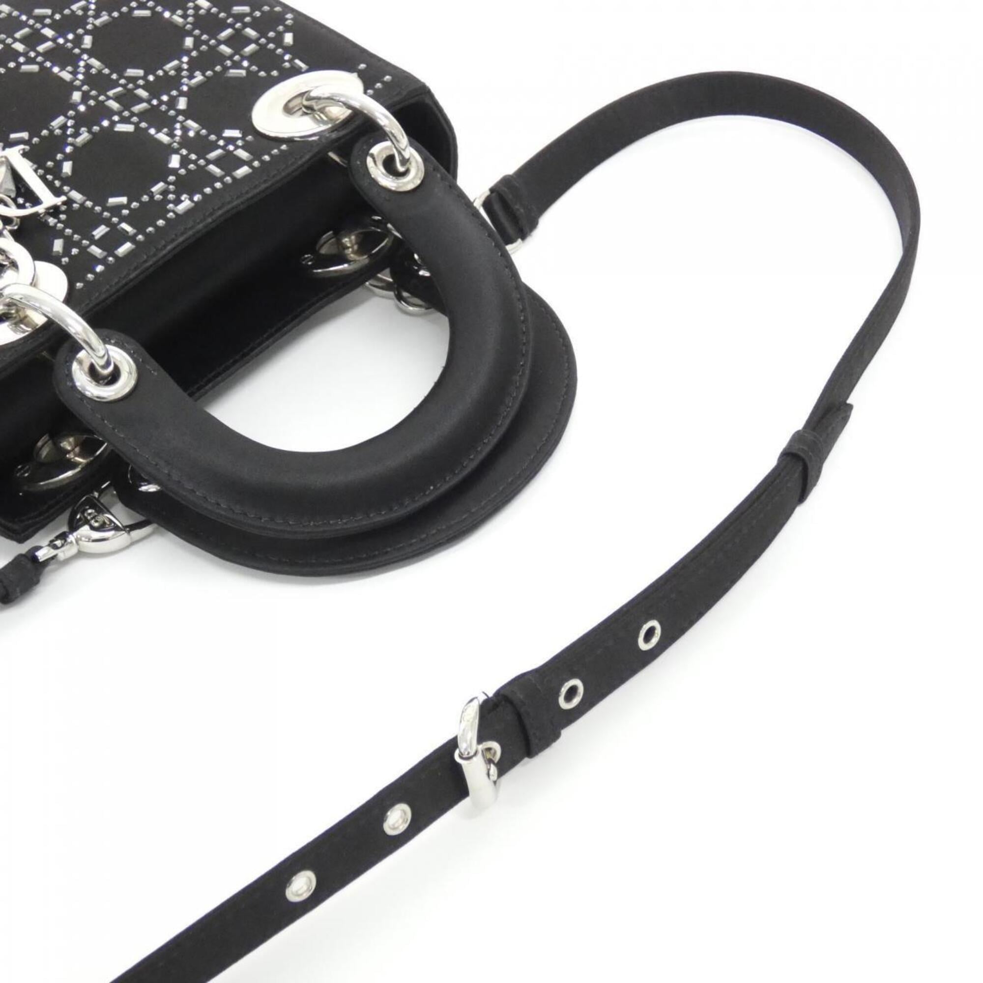Christian Dior Black White Satin Handbag (Pre-Owned)