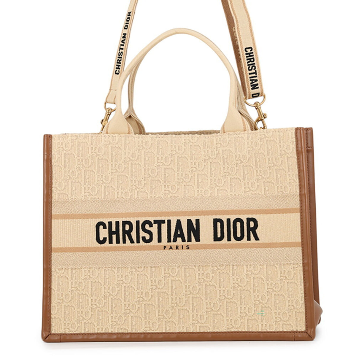 Christian Dior Beige Brown Canvas Handbag Tote Bag (Pre-Owned)