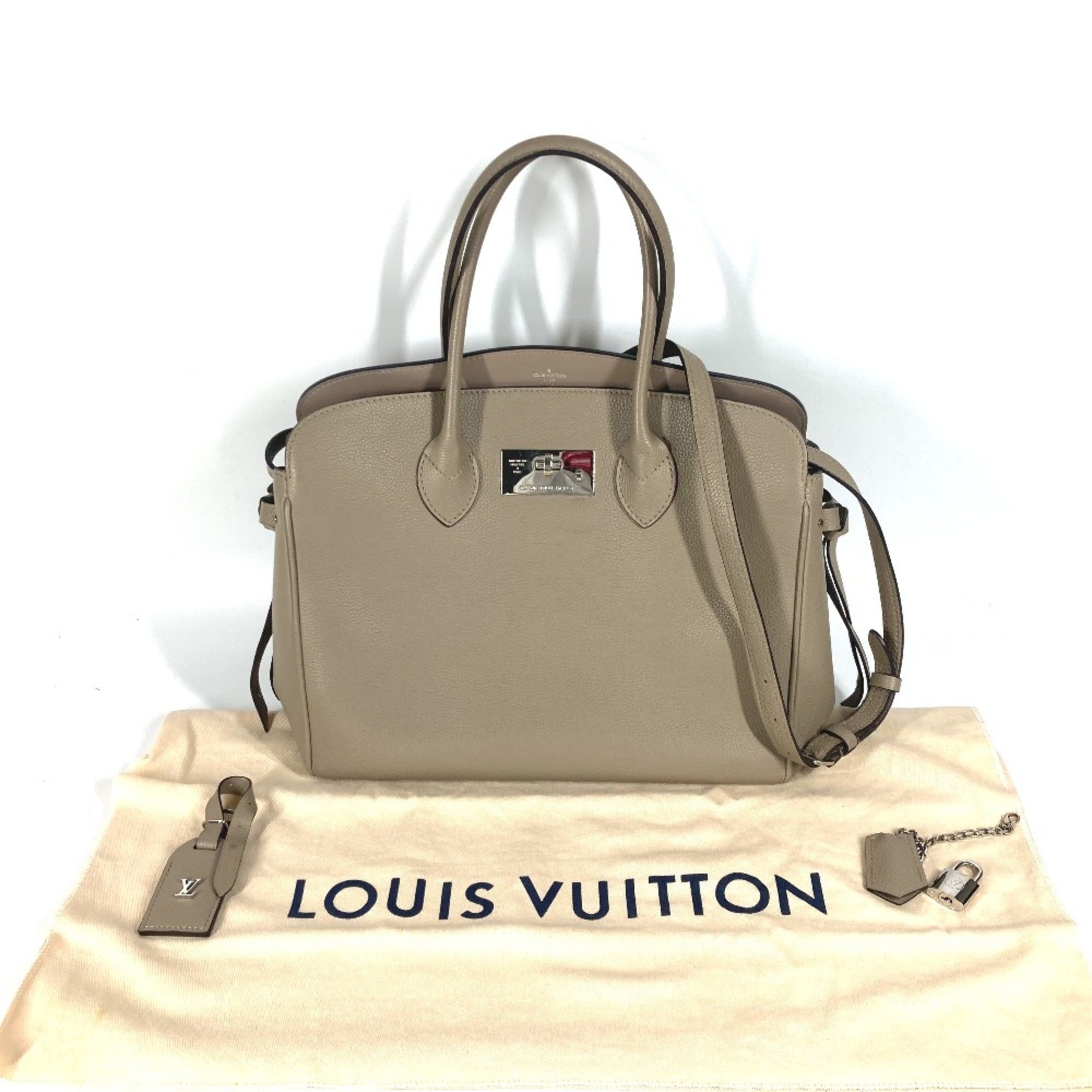 Louis Vuitton Gray Tourterelle Leather Handbag Shoulder Bag Tote Bag (Pre-Owned)