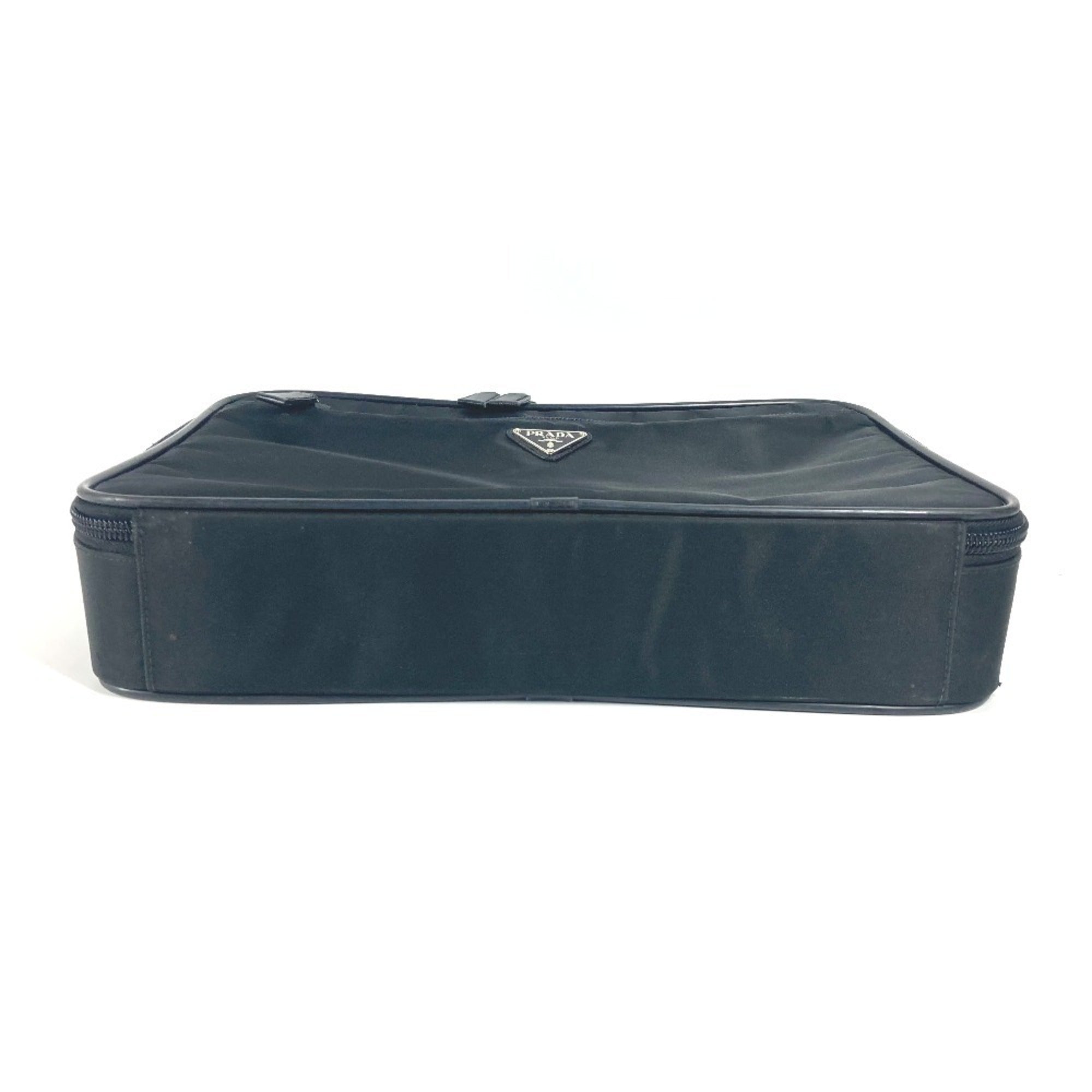 Prada Black Leather Nylon Handbag Shoulder Bag (Pre-Owned)
