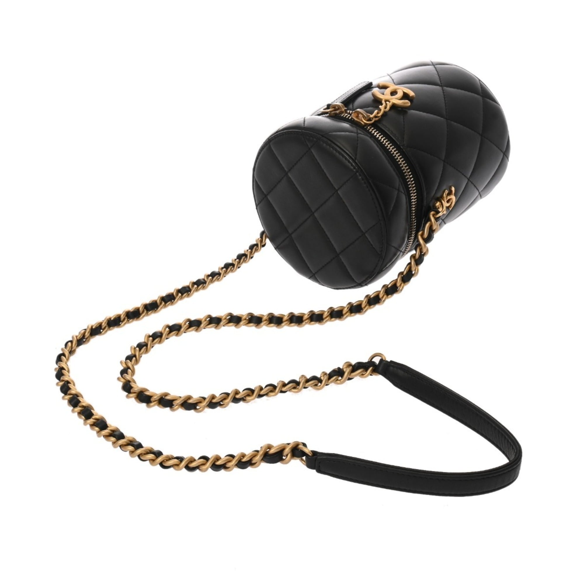 Chanel Black Gold Leather Shoulder Bag (Pre-Owned)
