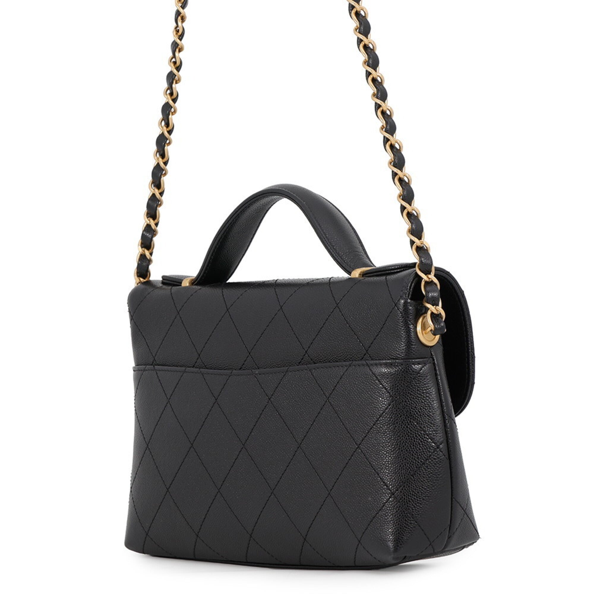 Chanel Matelasse Black Grained Calfskin Handbag Shoulder Bag (Pre-Owned)