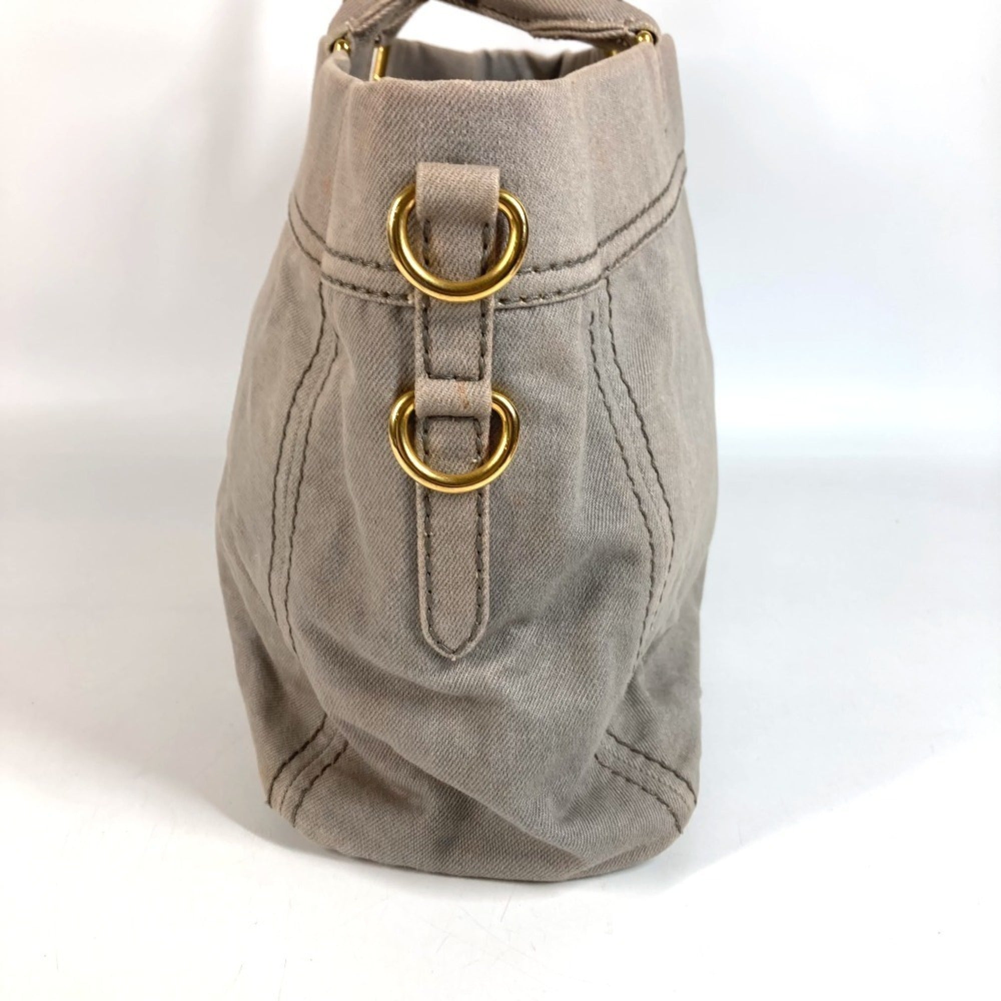 Prada Gray Canvas Handbag Tote Bag (Pre-Owned)