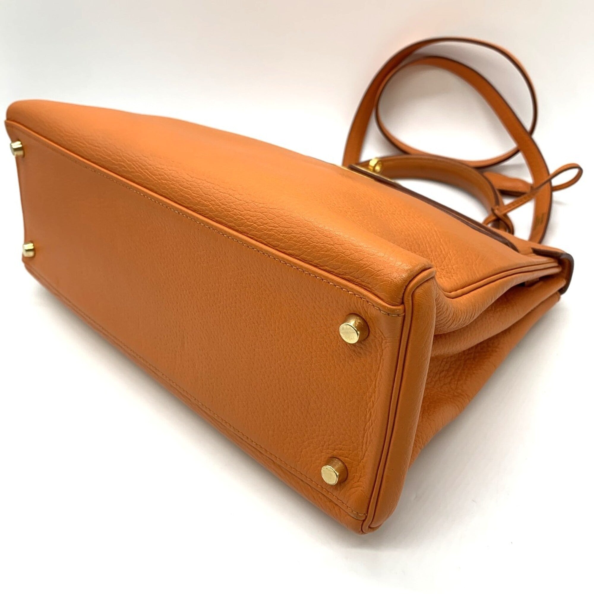 Hermes Orange Taurillon Clemence Leather Handbag (Pre-Owned)