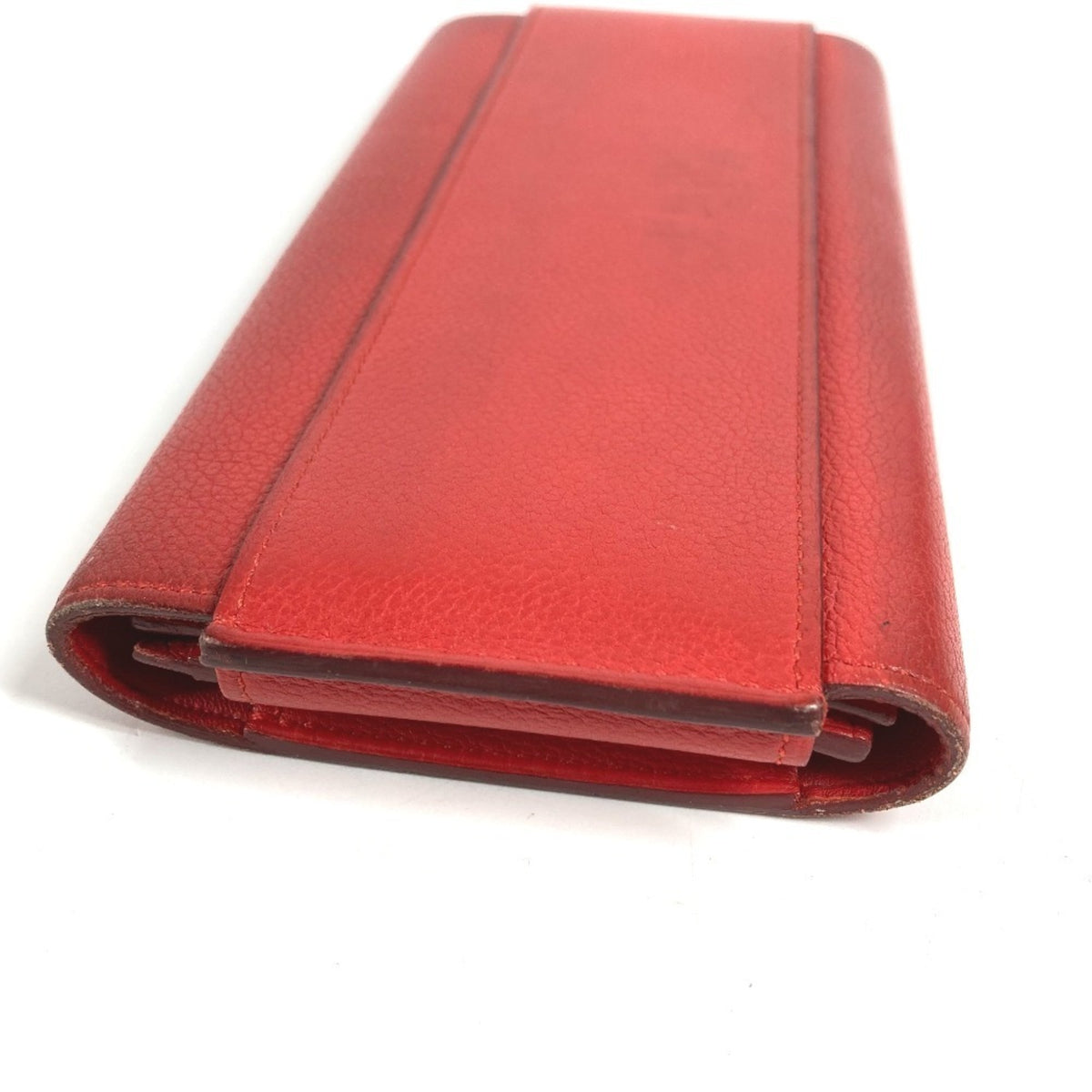 Hermes Red Color Leather Long Wallet (Bi-Fold) (Pre-Owned)