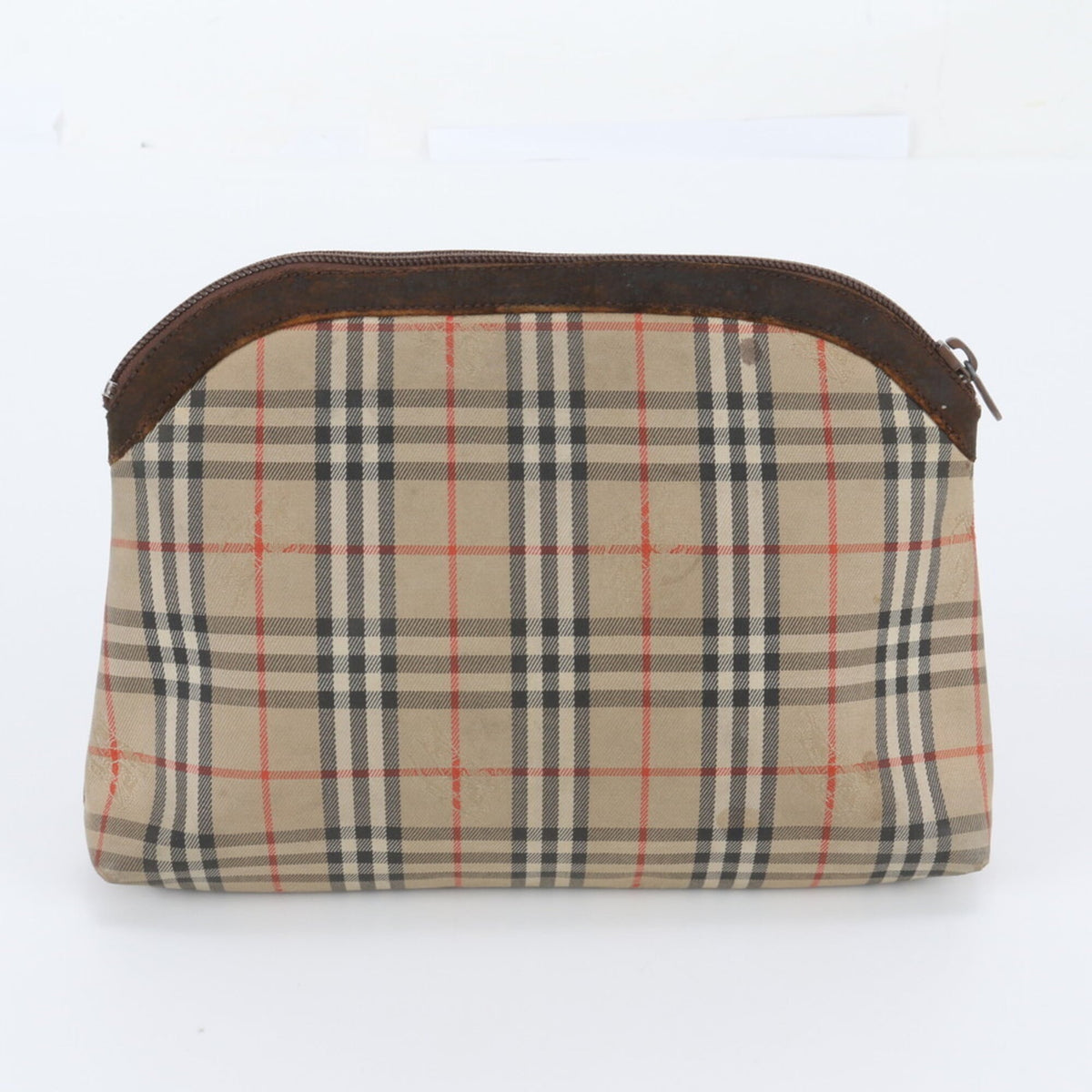 Burberry Brown Leather Canvas Clutch Bag Pouch (Pre-Owned)