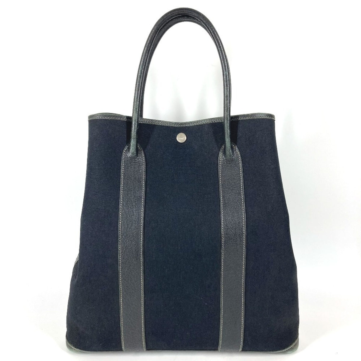 Hermes Black Canvas Leather Shoulder Bag Tote Bag (Pre-Owned)