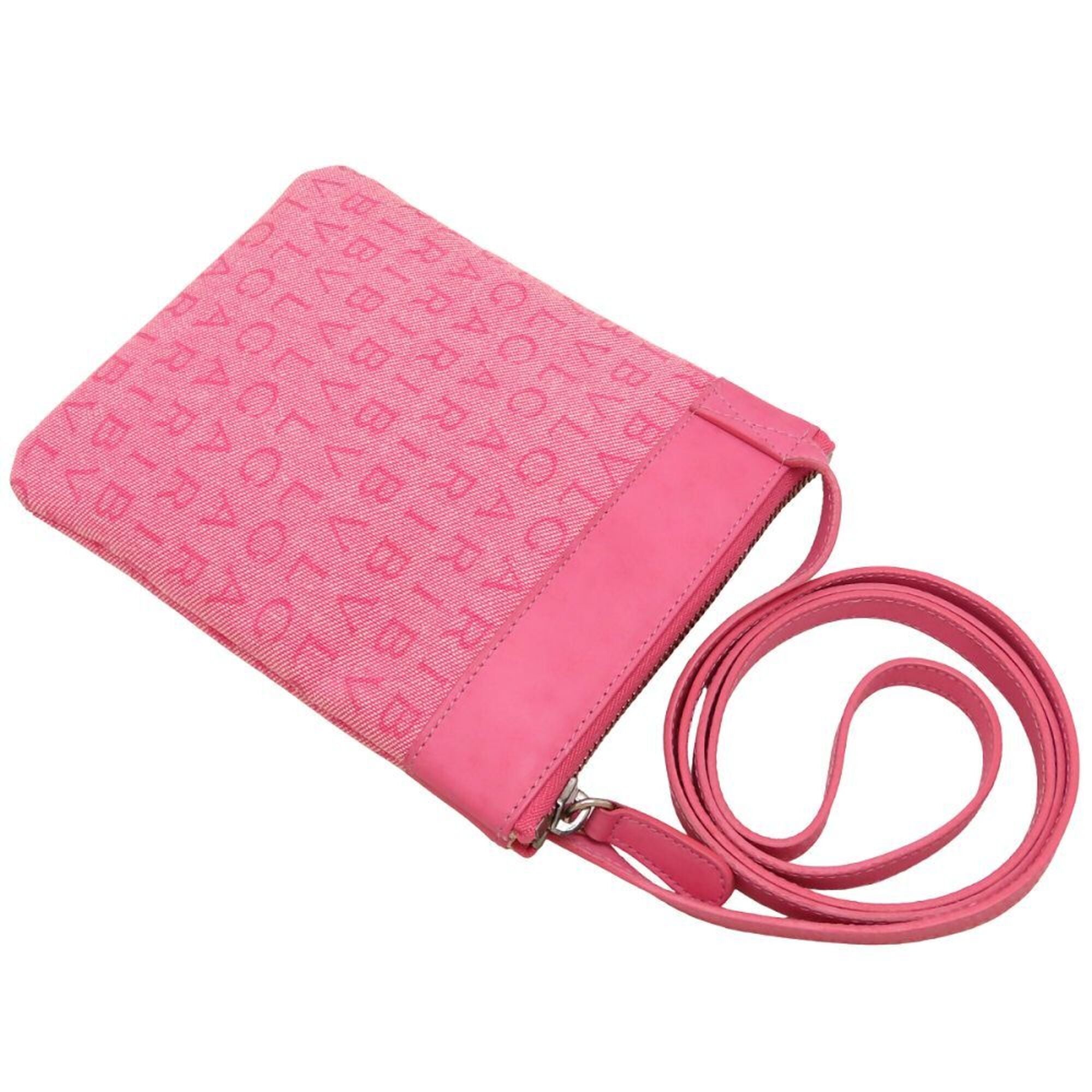 Bvlgari Logomania Pink Canvas Leather Shoulder Bag (Pre-Owned)