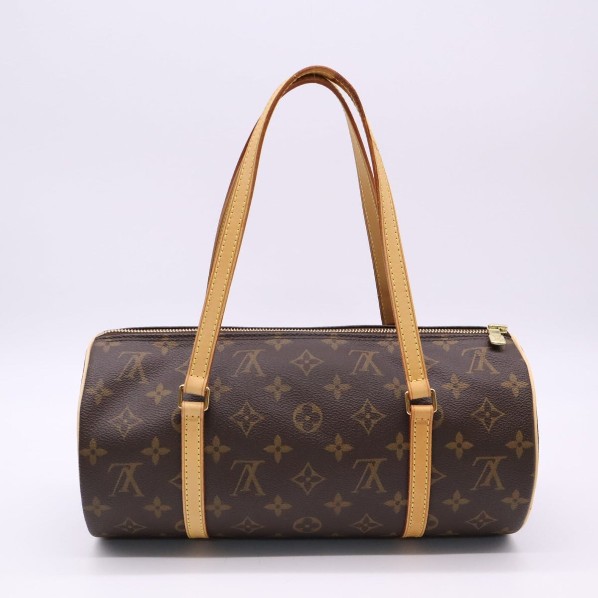 Louis Vuitton Monogram Beige Brown Coated Canvas Leather Handbag (Pre-Owned)