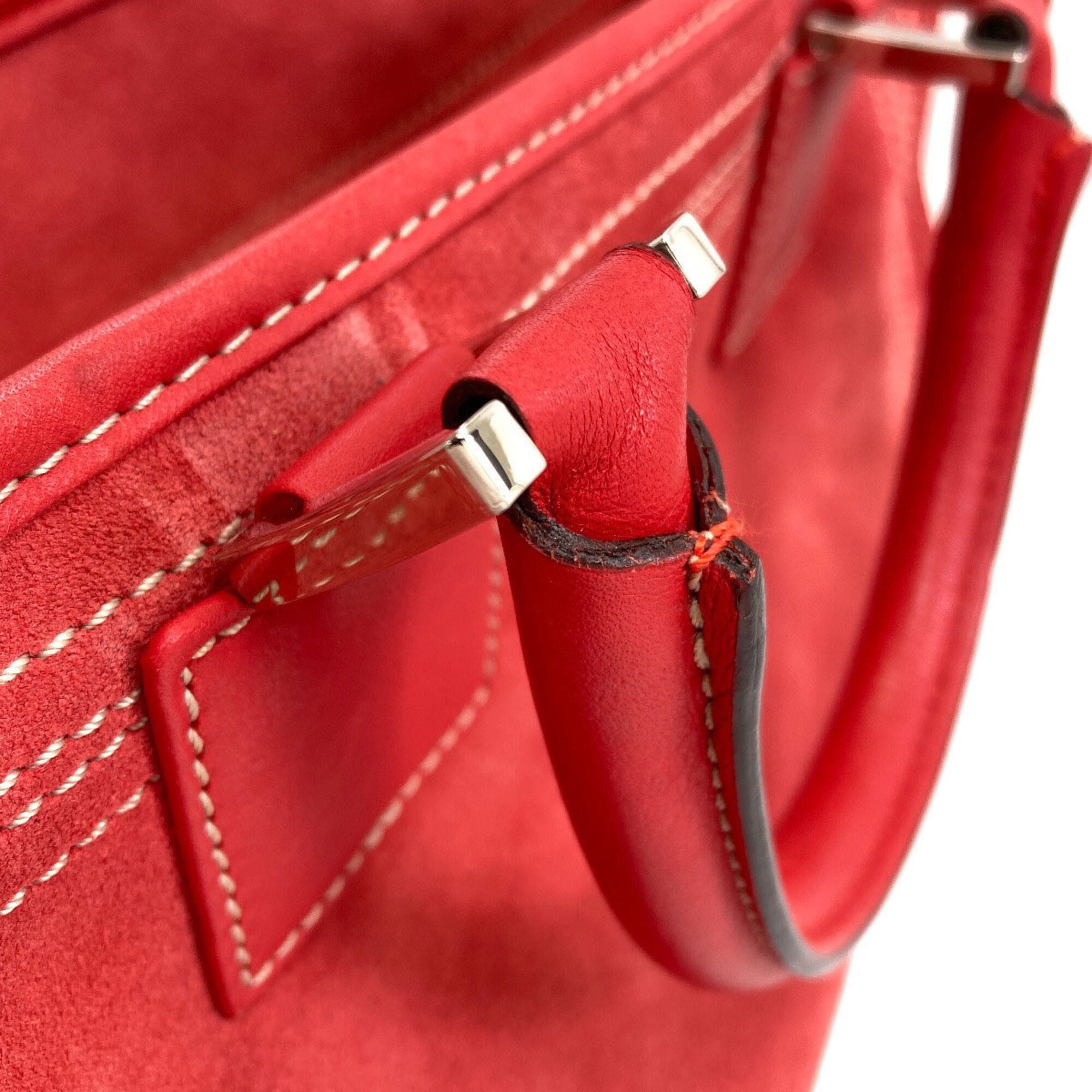 Loewe Red Color Suede Handbag (Pre-Owned)