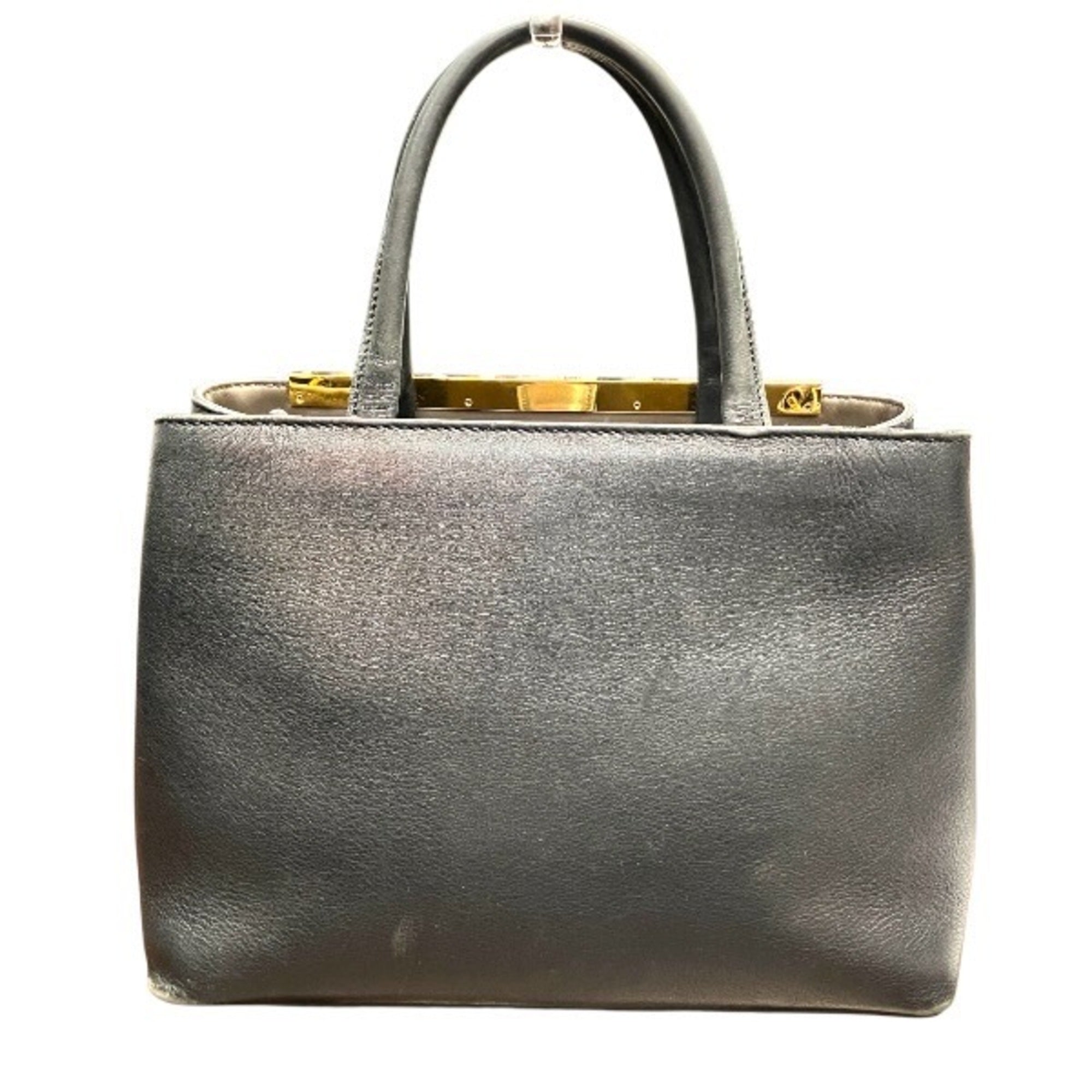 Fendi 2Jours Black Leather Handbag Shoulder Bag (Pre-Owned)