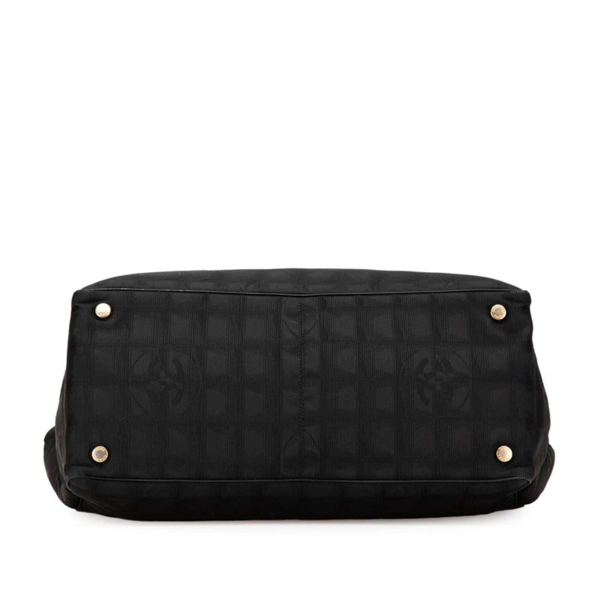 Chanel Black Nylon Leather Shoulder Bag Tote Bag (Pre-Owned)
