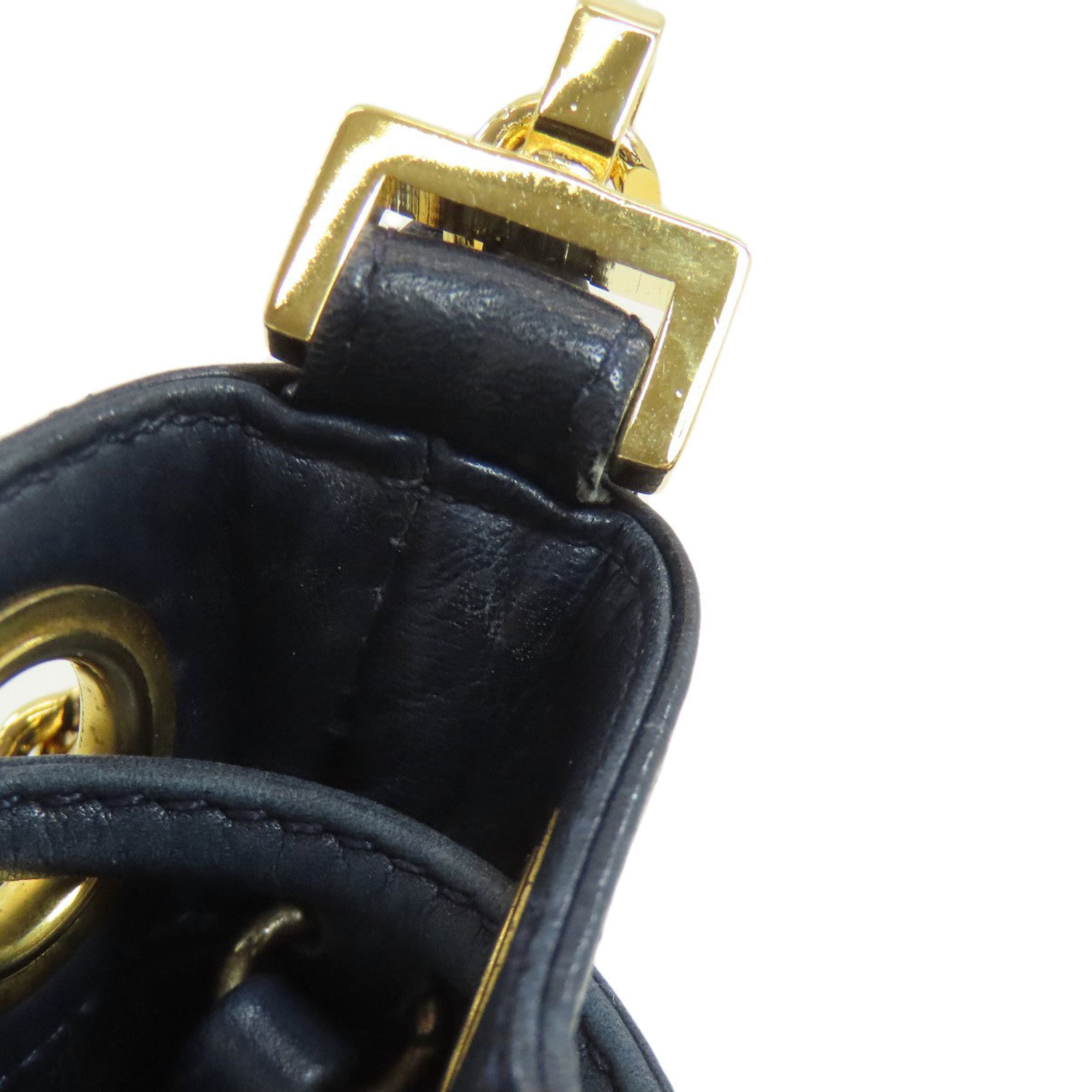 Chanel Navy Leather Pouch Shoulder Bag (Pre-Owned)