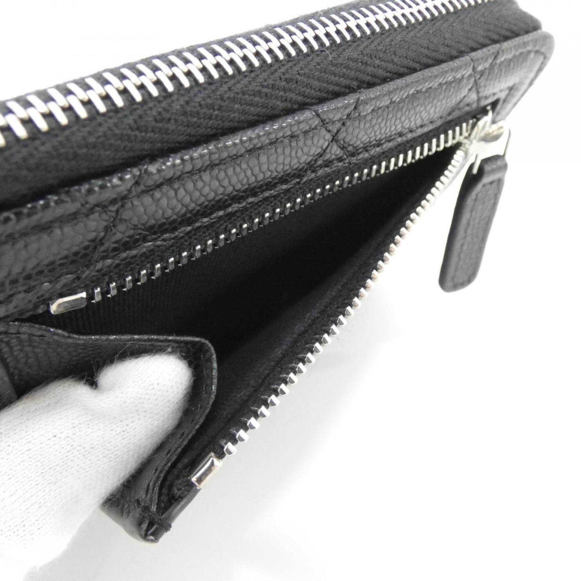 Chanel Black Grained Calfskin Wallet (Bi-Fold) (Pre-Owned)