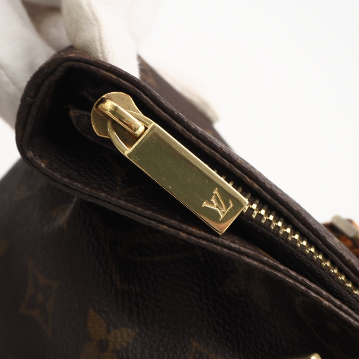 Louis Vuitton Beige Brown Coated Canvas Leather Handbag (Pre-Owned)