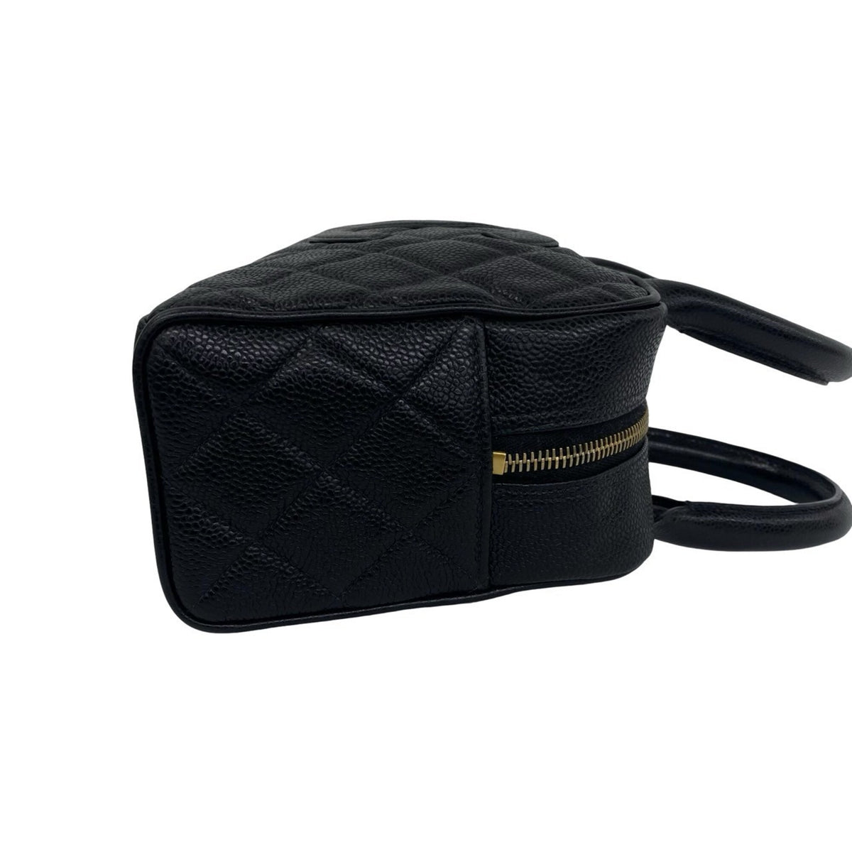 Chanel Black Grained Calfskin Boston Bag Handbag (Pre-Owned)