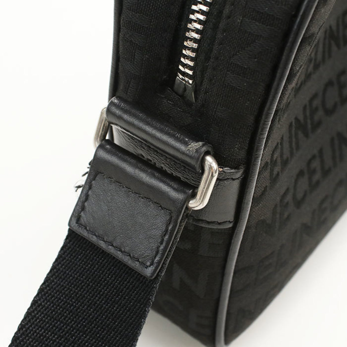 Celine Black Canvas Messenger Bag Shoulder Bag (Pre-Owned)