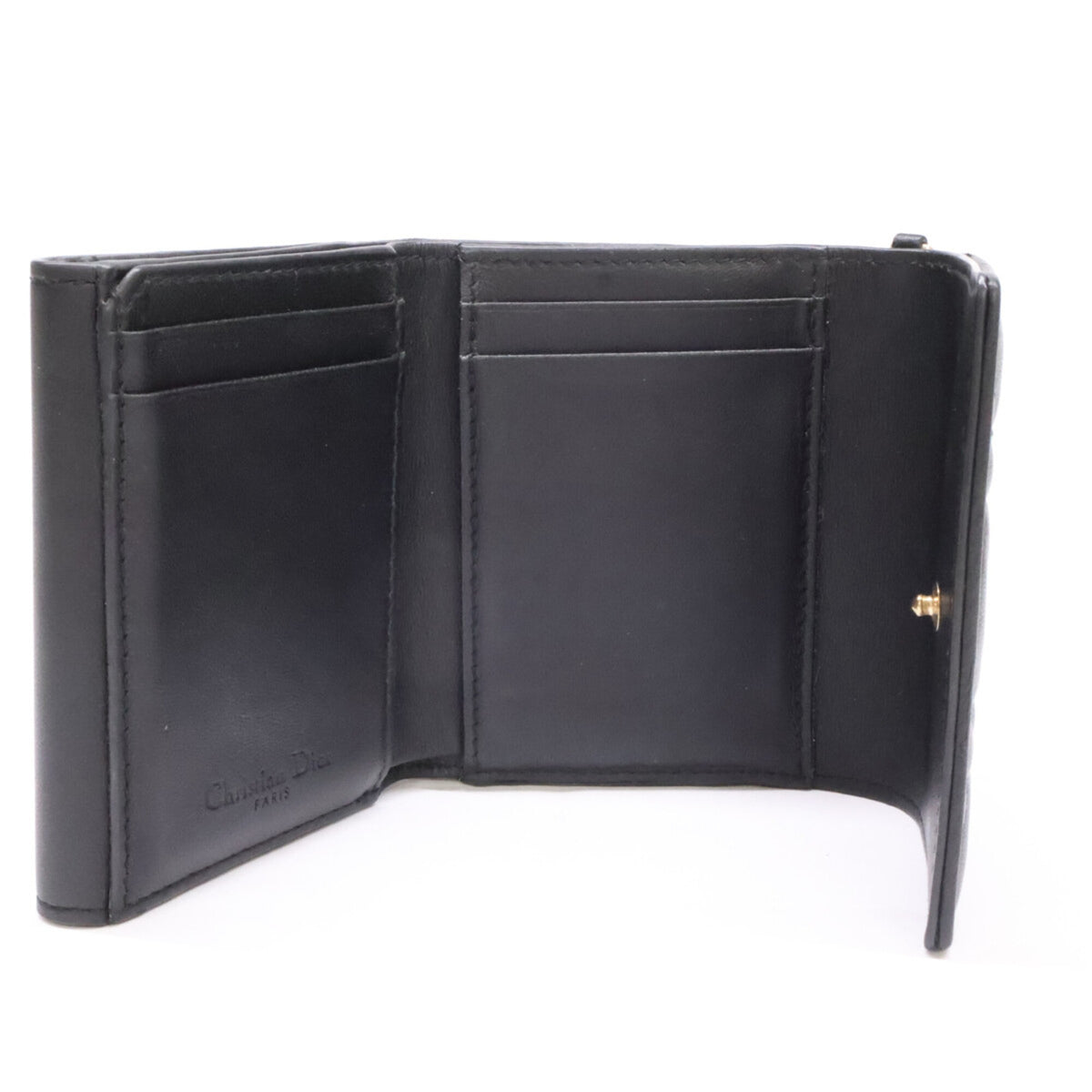 Christian Dior Black Leather Wallet (Tri-Fold) (Pre-Owned)