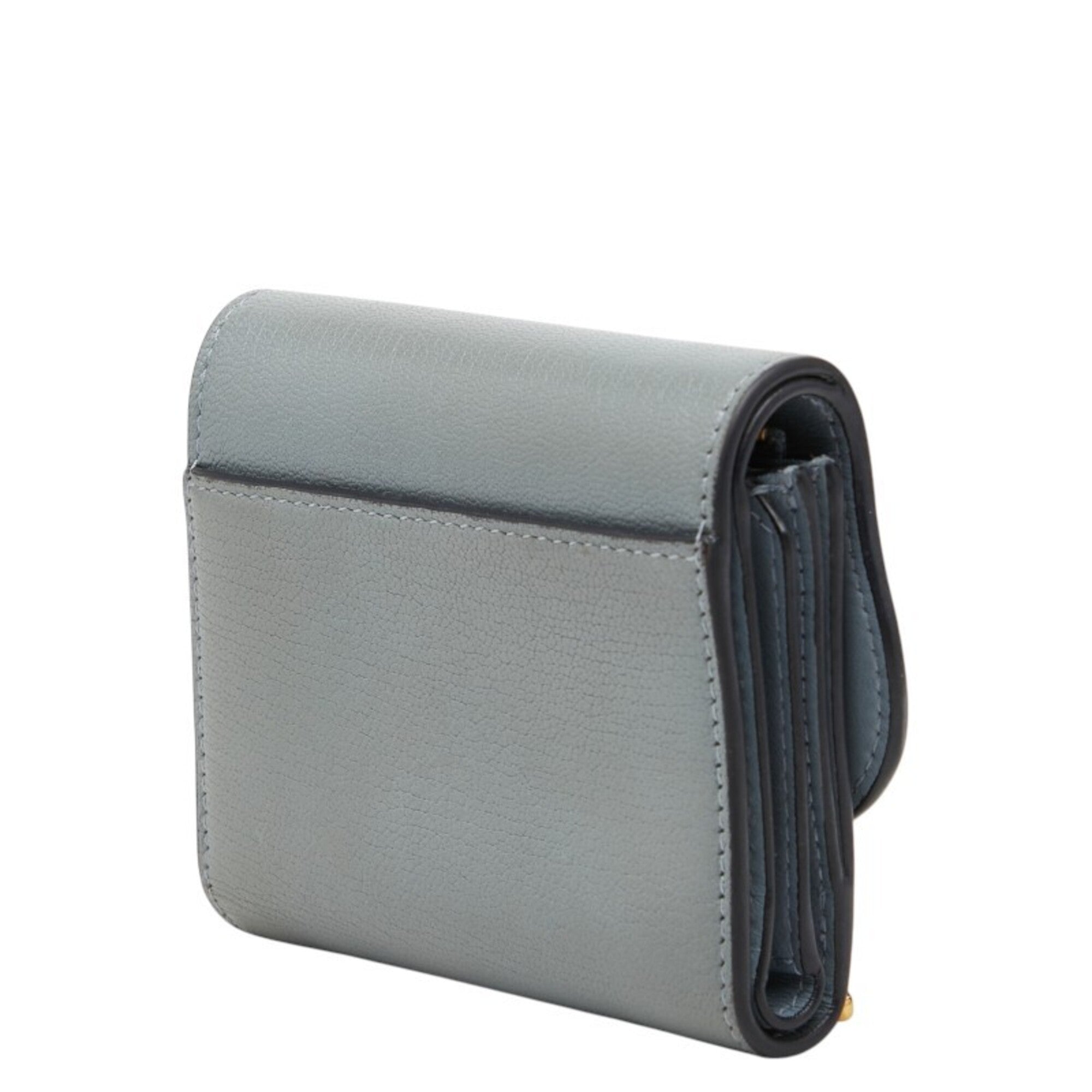 Christian Dior Light Blue Gray Leather Wallet (Bi-Fold) (Pre-Owned)