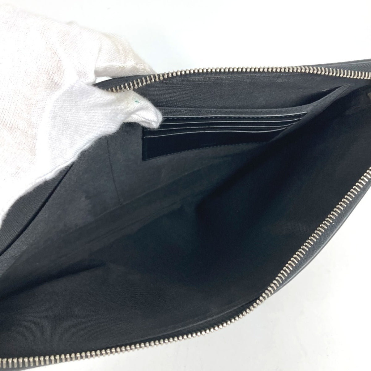 Christian Dior Black Leather Clutch Bag Handbag Pouch (Pre-Owned)