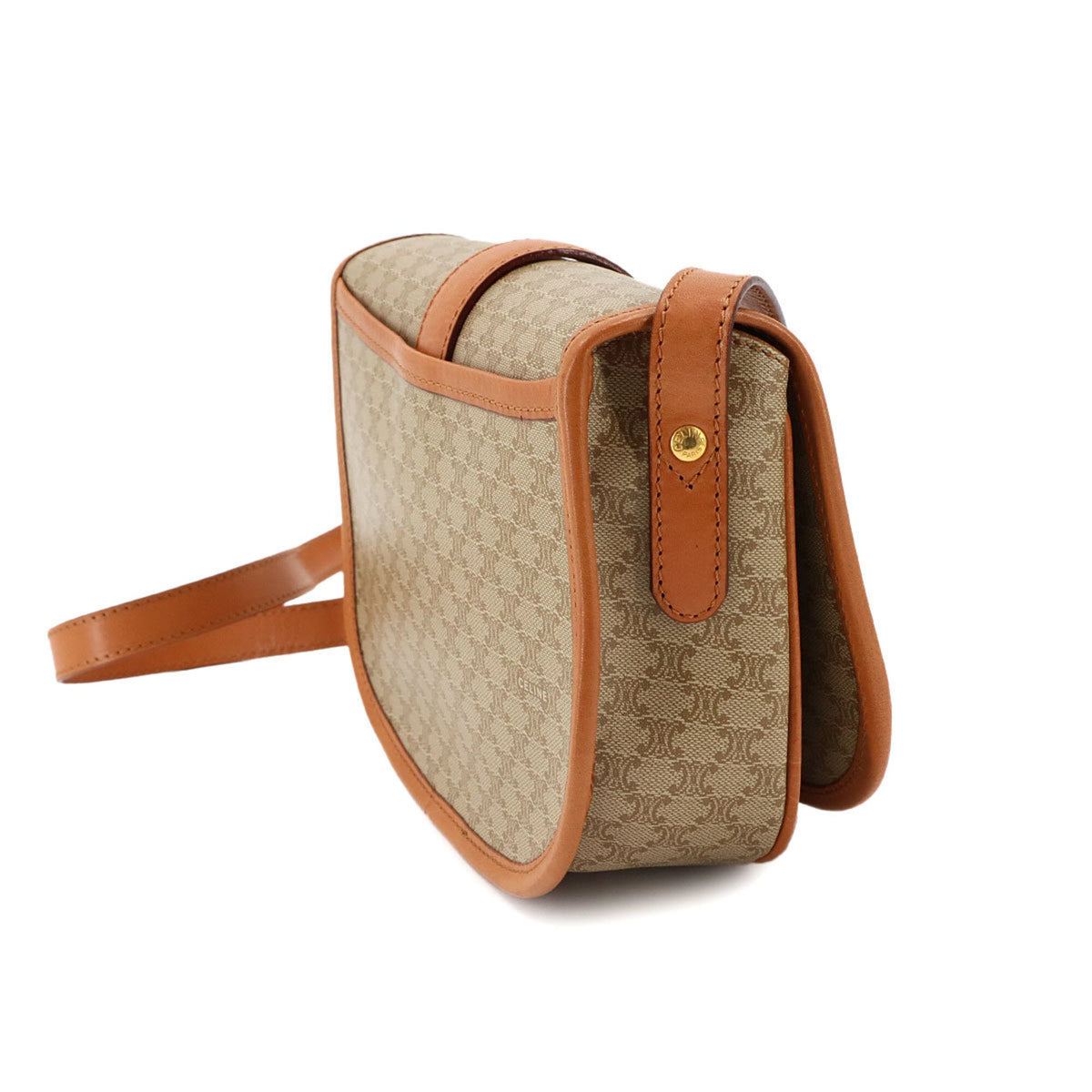 Celine Beige Beige Gold Pvc Leather Handbag Shoulder Bag (Pre-Owned)