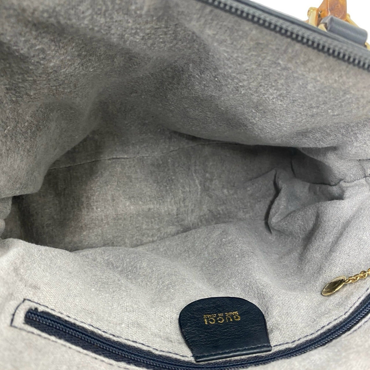 Gucci Navy Leather Handbag Shoulder Bag (Pre-Owned)