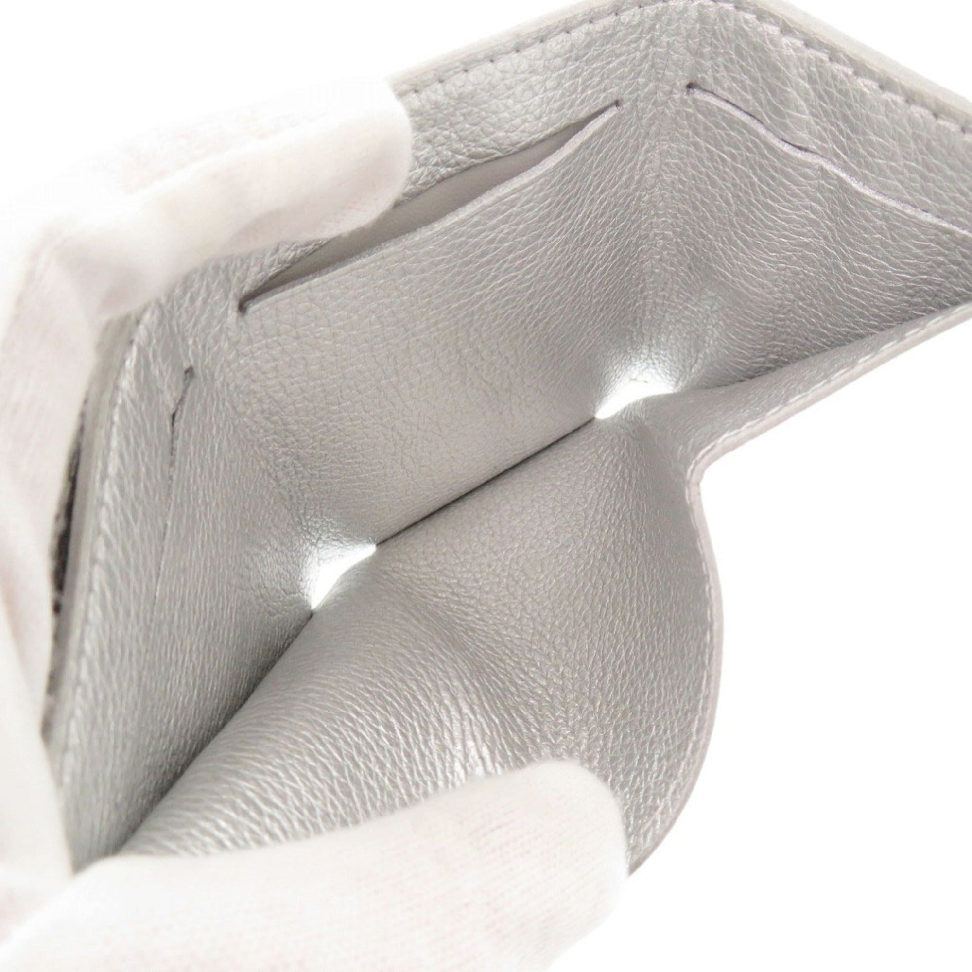 Louis Vuitton Silver Leather Wallet (Tri-Fold) (Pre-Owned)