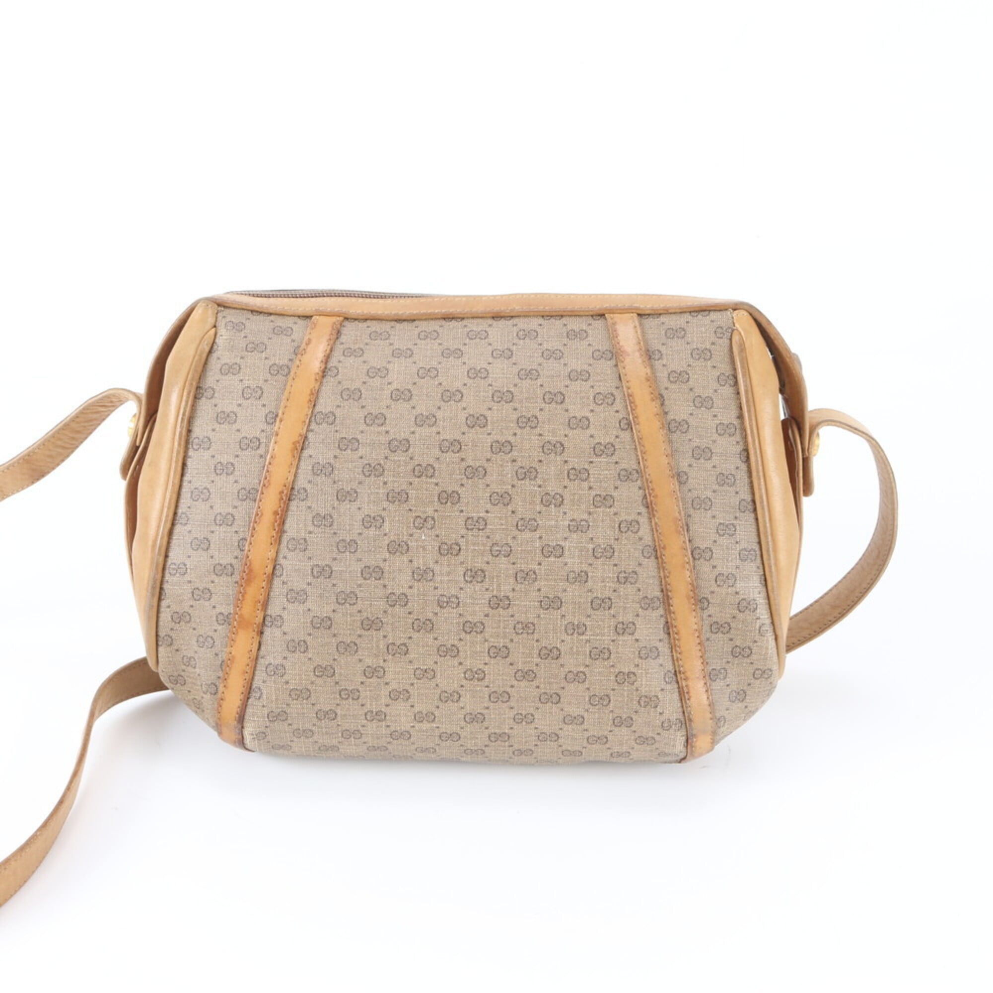 Gucci Microguccissima Beige Brown Leather Coated Canvas Shoulder Bag (Pre-Owned)