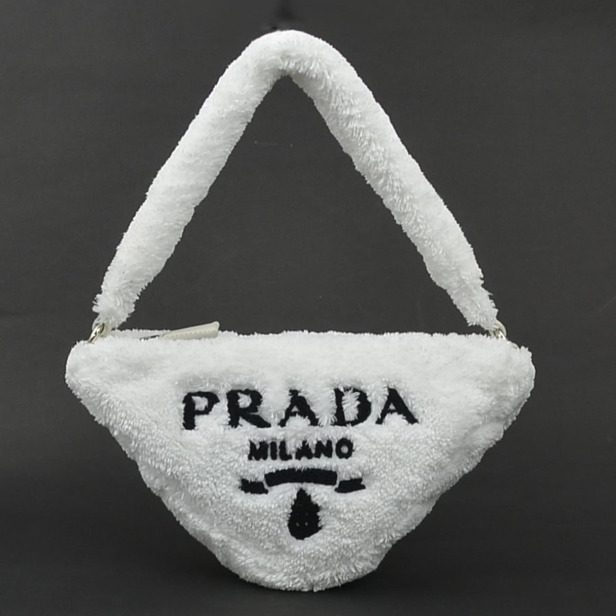 Prada White Pile Fabric Handbag (Pre-Owned)