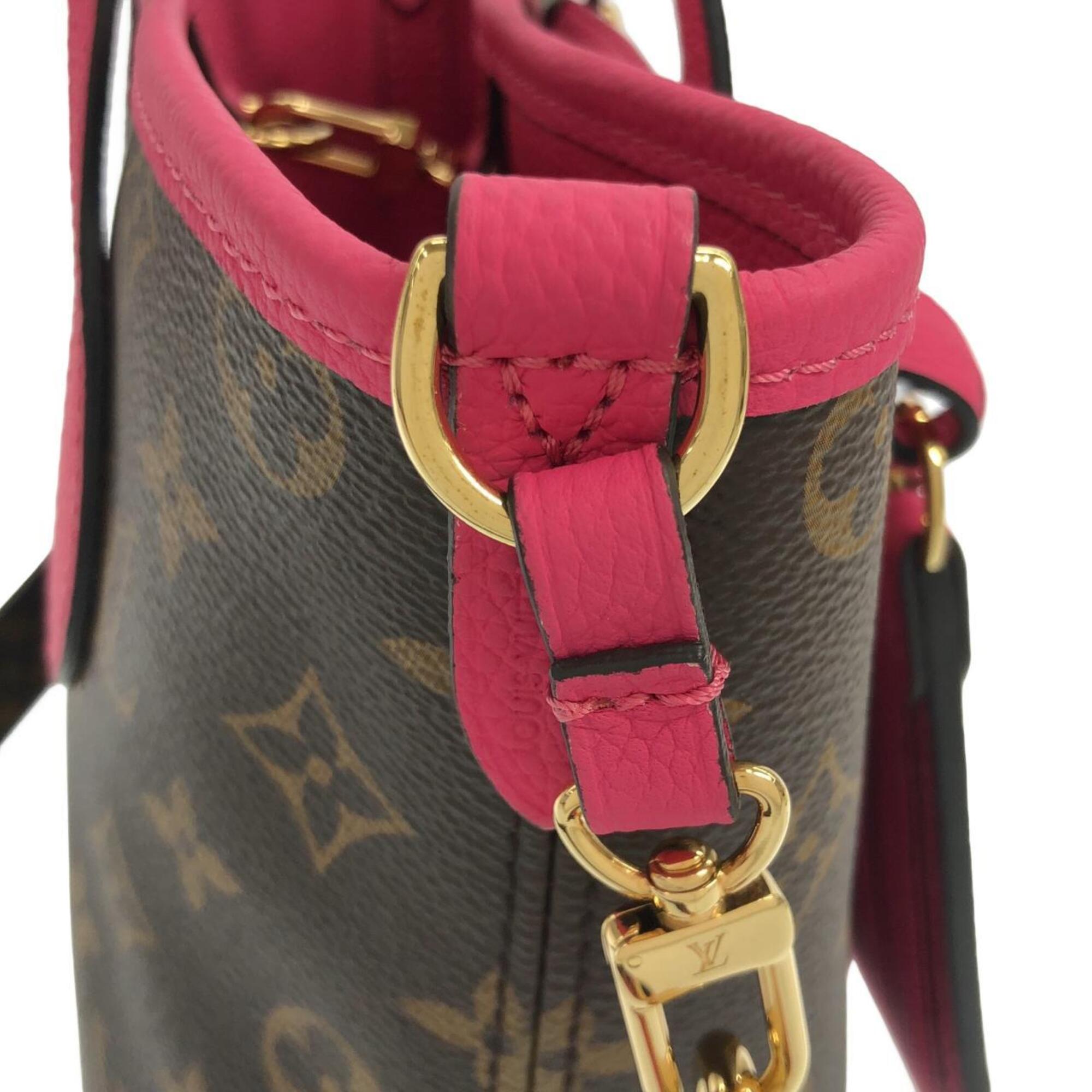 Louis Vuitton Brown Marron Leather Coated Canvas Handbag Pouch (Pre-Owned)