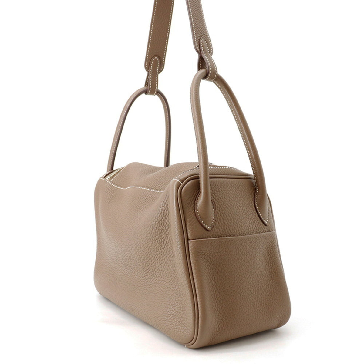 Hermes Lindy Etoupe Gray Taurillon Clemence Leather Handbag Shoulder Bag (Pre-Owned)