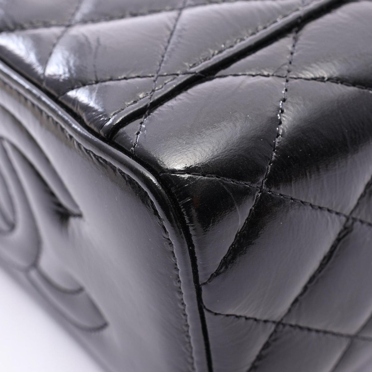 Chanel Black Leather Handbag Shoulder Bag Vanity Bag (Pre-Owned)