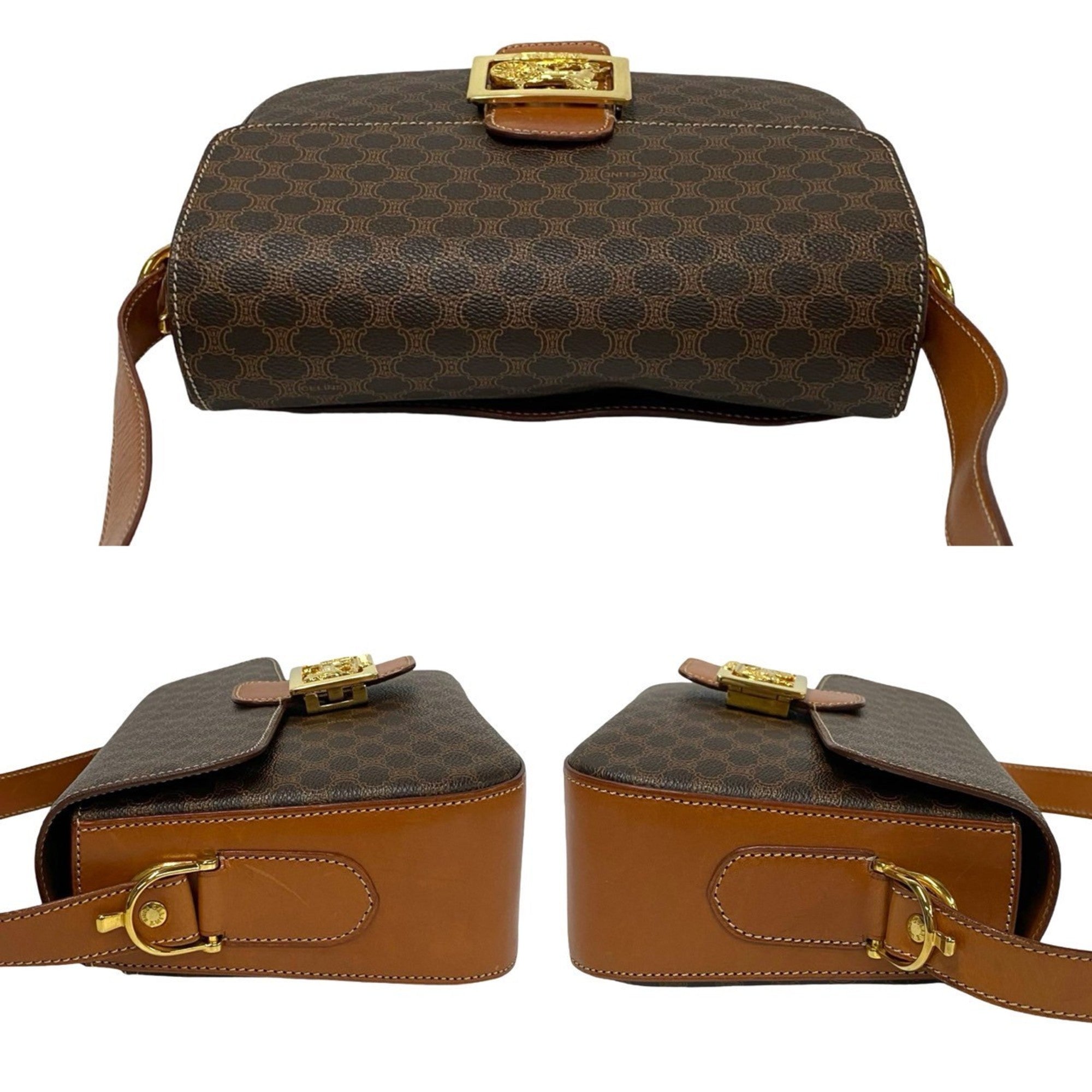 Celine Brown Leather Pvc Pochette Shoulder Bag (Pre-Owned)