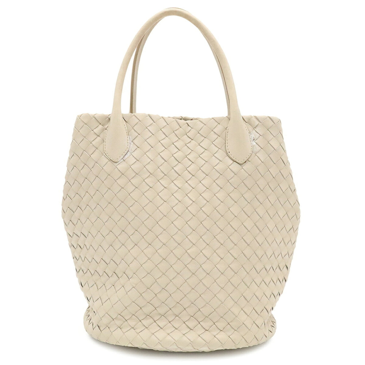 Bottega Veneta Intrecciato Ivory Leather Handbag (Pre-Owned)