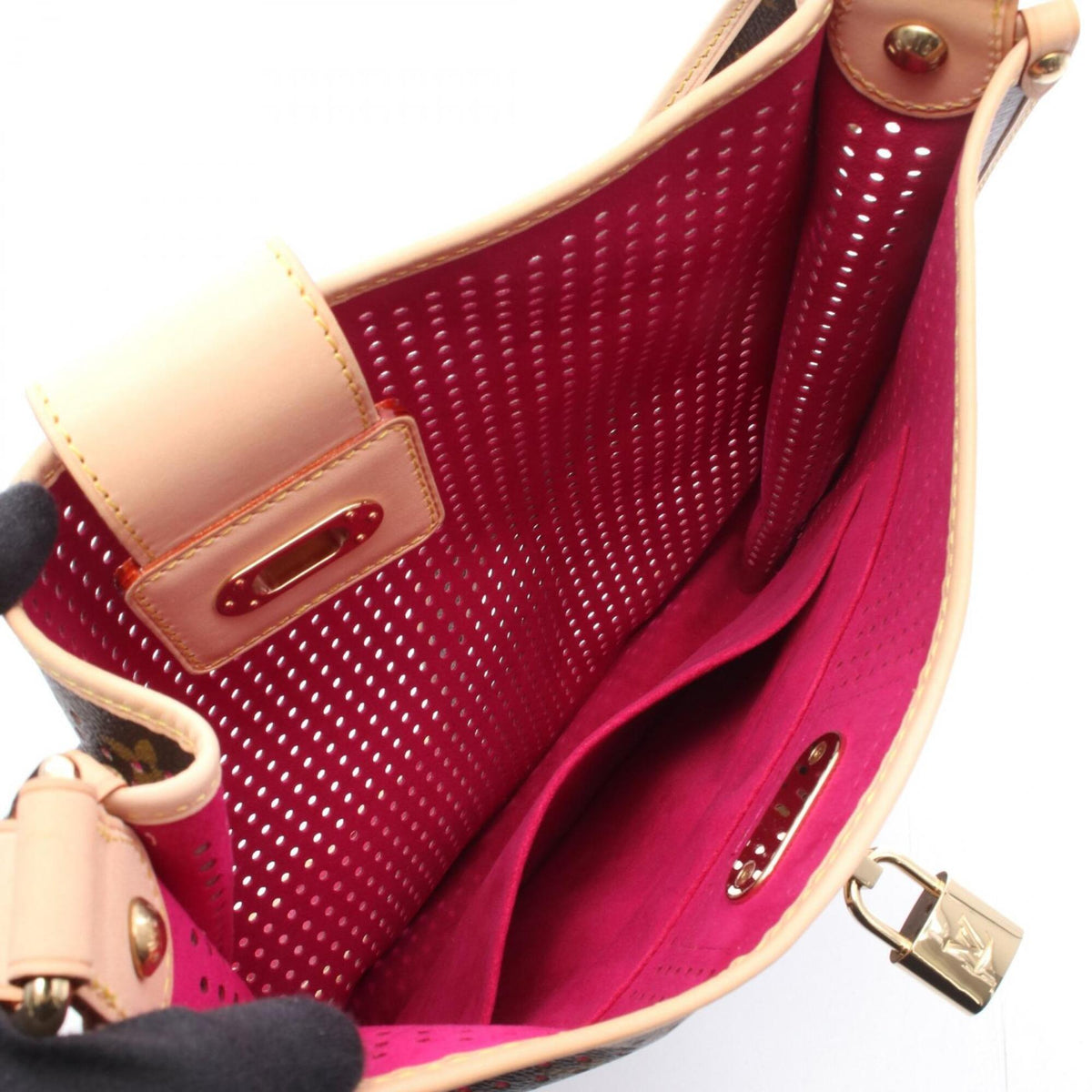 Louis Vuitton Brown Fuchsia Monogram Perforated Pvc Leather Handbag Shoulder Bag (Pre-Owned)