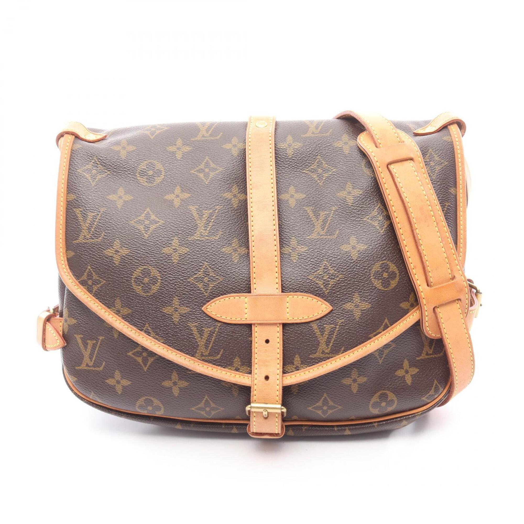 Louis Vuitton Brown Coated Canvas Leather Handbag Shoulder Bag (Pre-Owned)