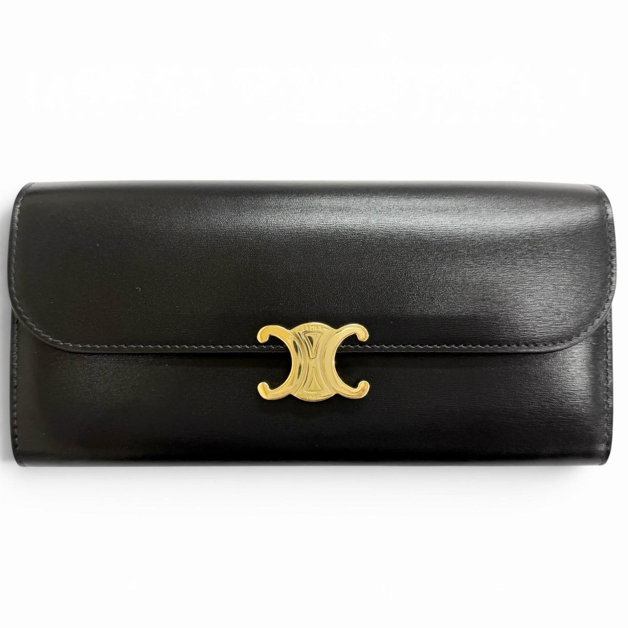 Celine Black Leather Long Wallet (Bi-Fold) (Pre-Owned)