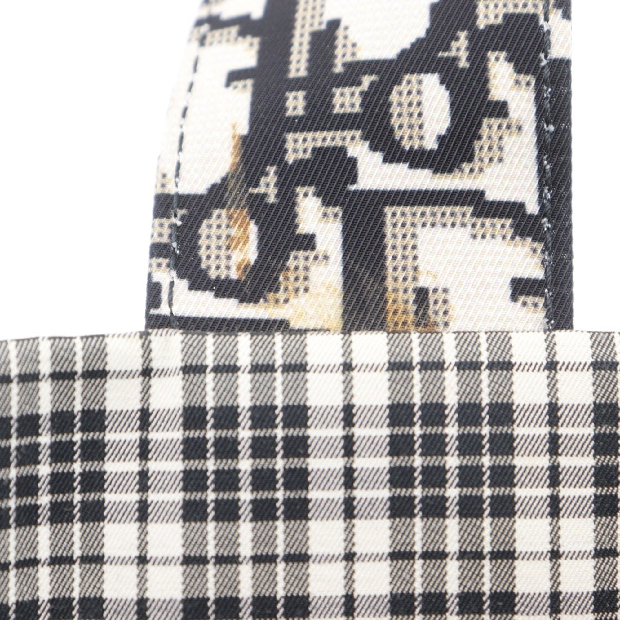 Christian Dior Black White Cotton Handbag Tote Bag (Pre-Owned)