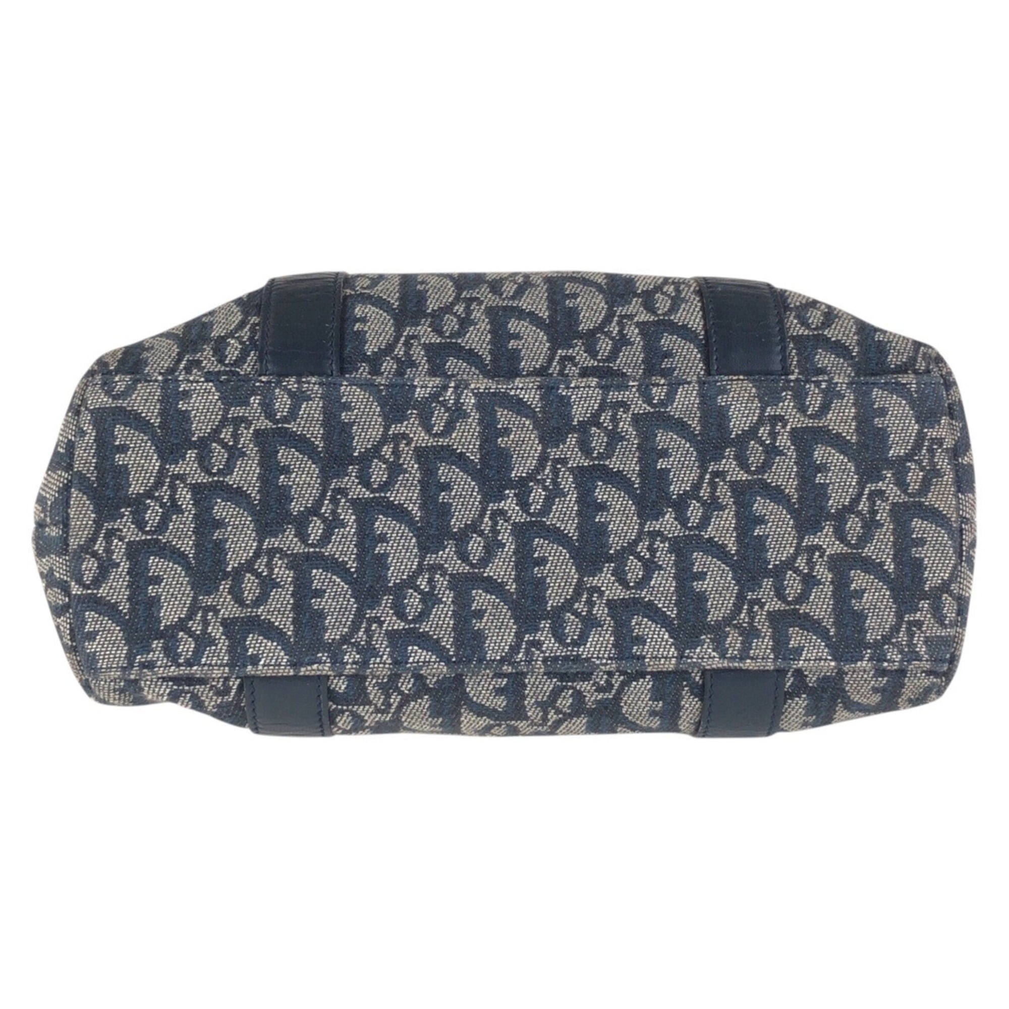 Christian Dior Navy Canvas Leather Shoulder Bag Tote Bag (Pre-Owned)