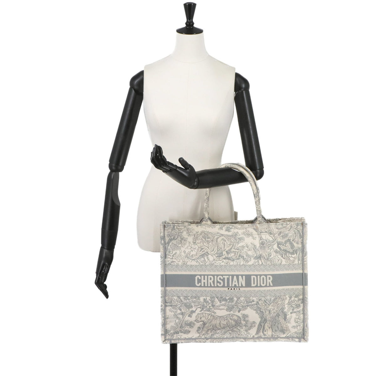 Christian Dior Gray Canvas Handbag Tote Bag (Pre-Owned)