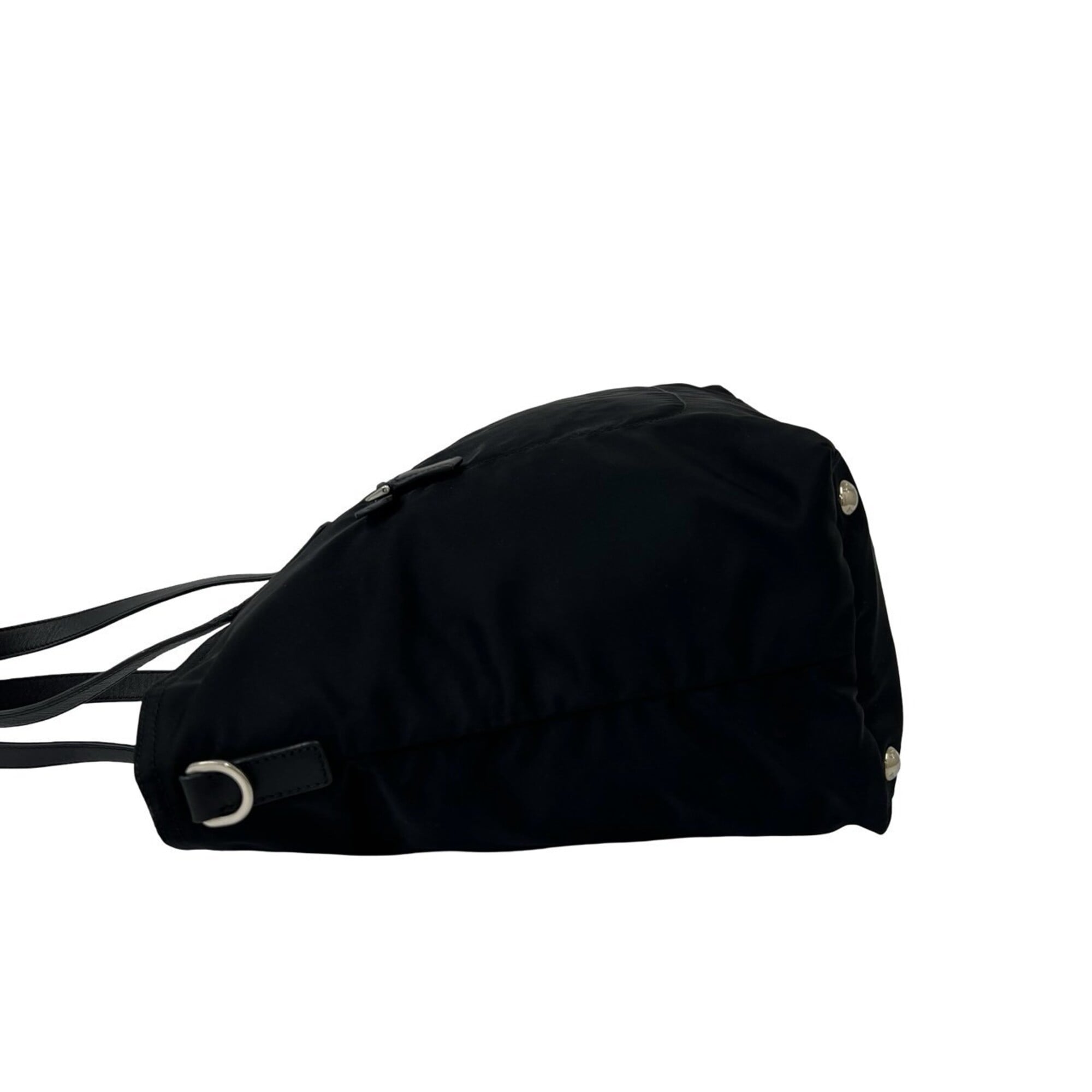 Prada Black Nylon Leather Shoulder Bag Tote Bag (Pre-Owned)