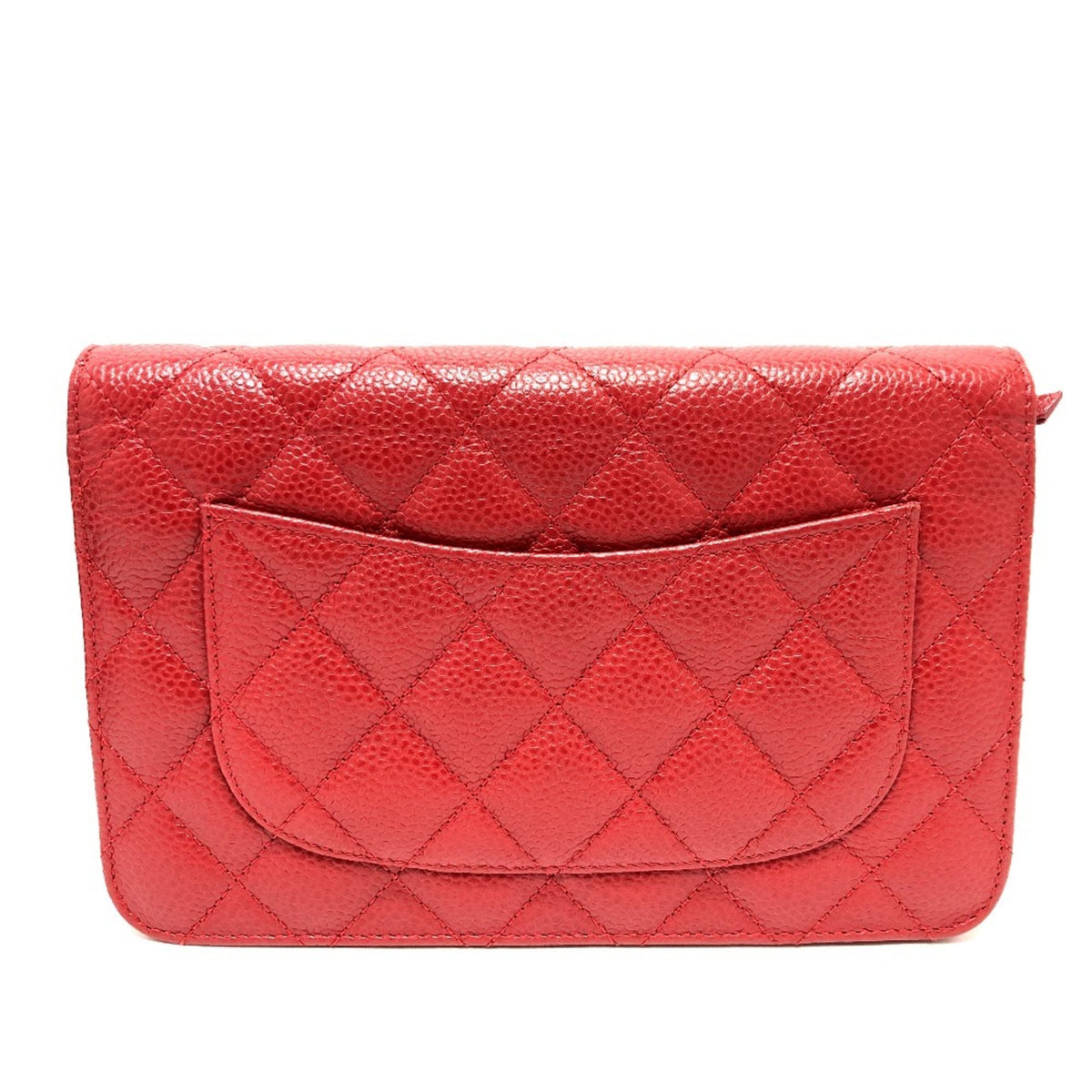 Chanel Red Color Caviar Leather Shoulder Bag (Pre-Owned)