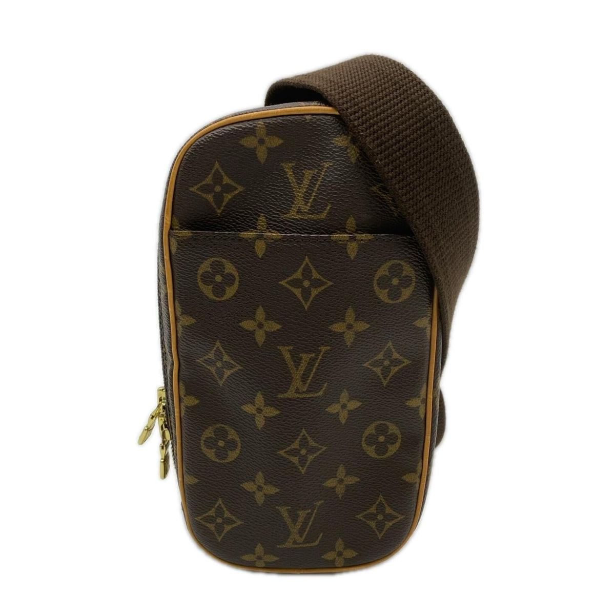Louis Vuitton Beige Brown Coated Canvas Leather Pochette Shoulder Bag (Pre-Owned)