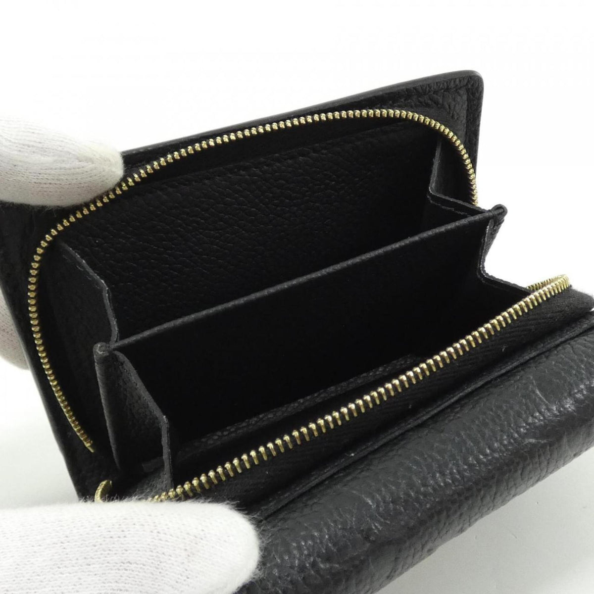 Louis Vuitton Black Leather Wallet (Tri-Fold) (Pre-Owned)