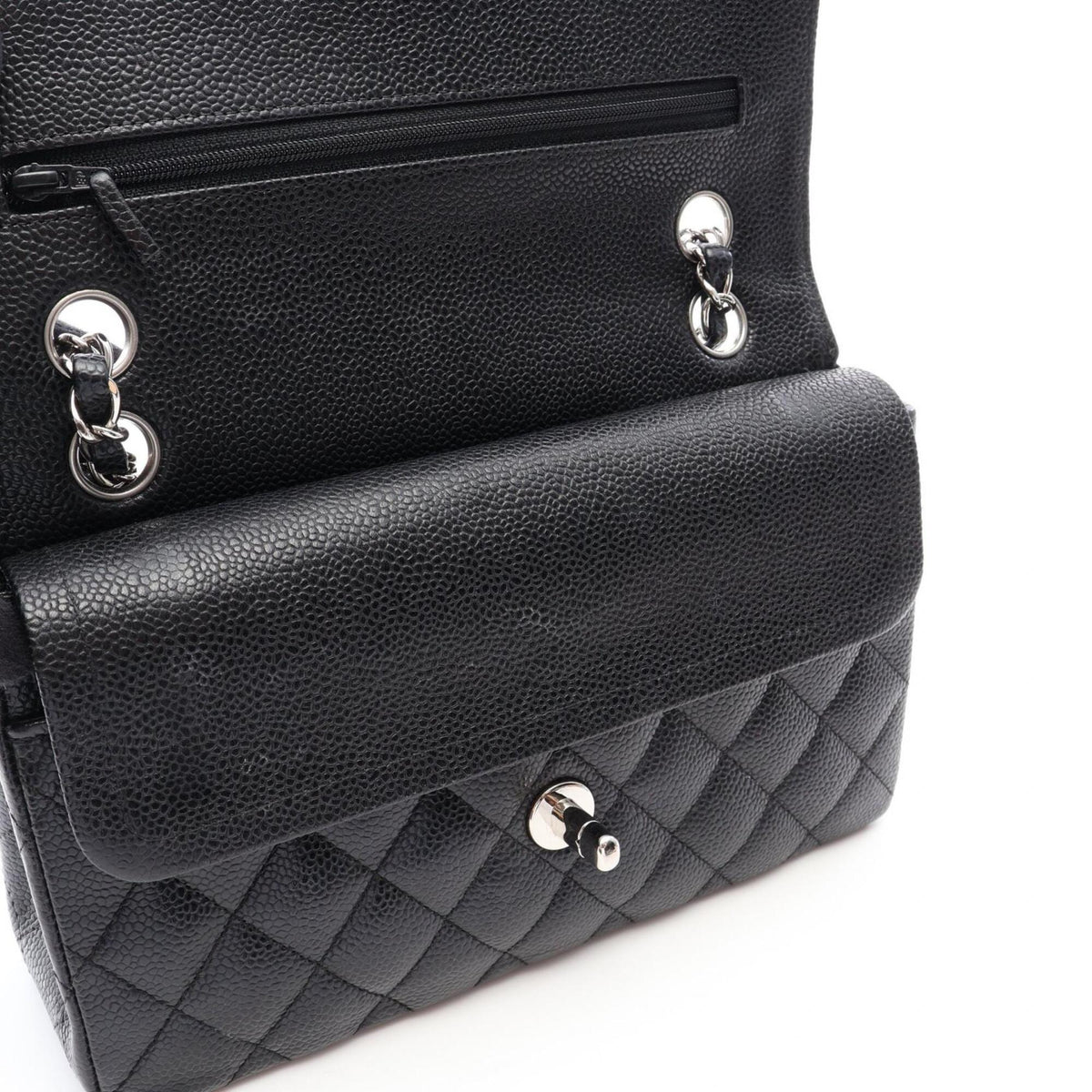 Chanel Black Grained Calfskin Handbag Shoulder Bag (Pre-Owned)