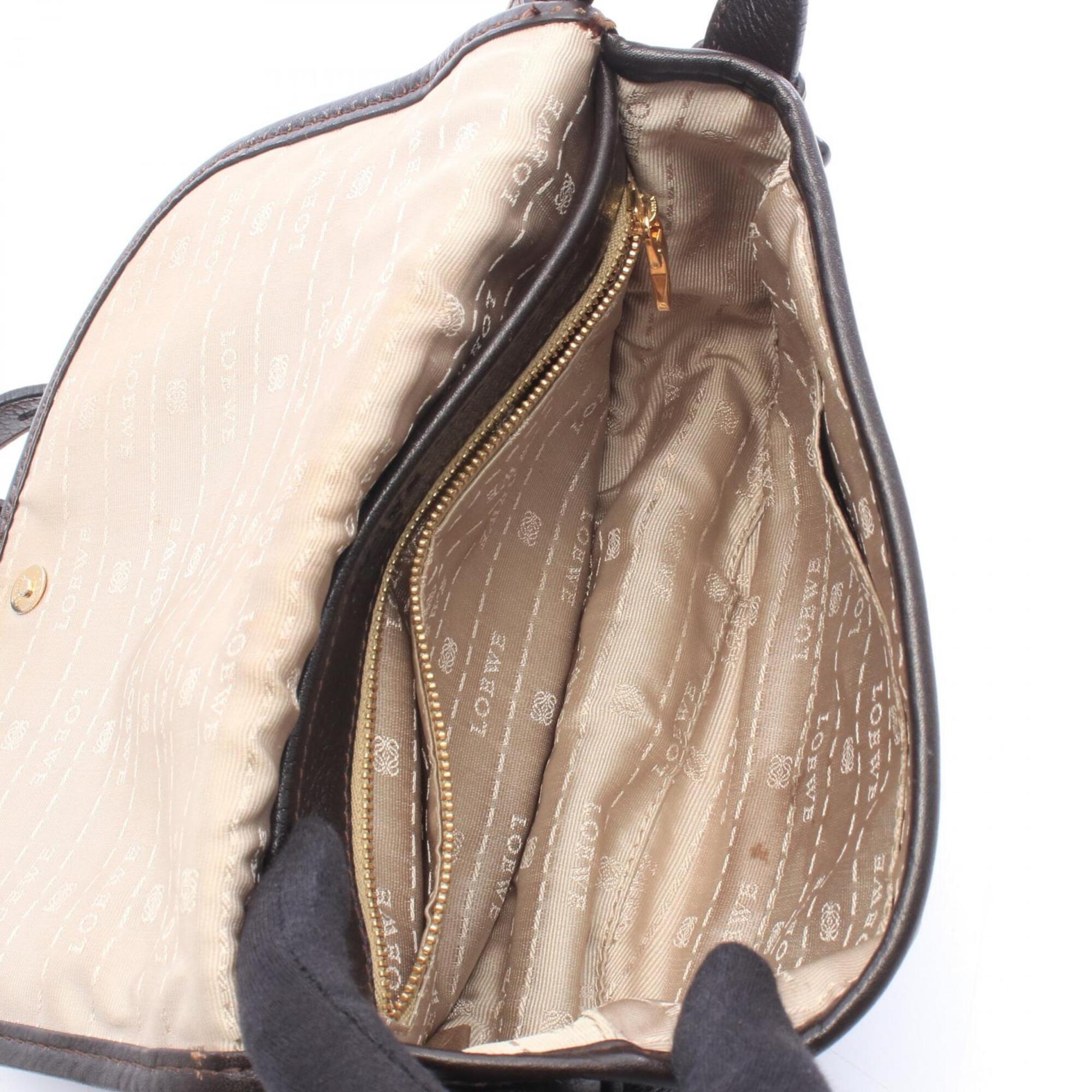 Loewe Brown Leather Handbag Shoulder Bag (Pre-Owned)